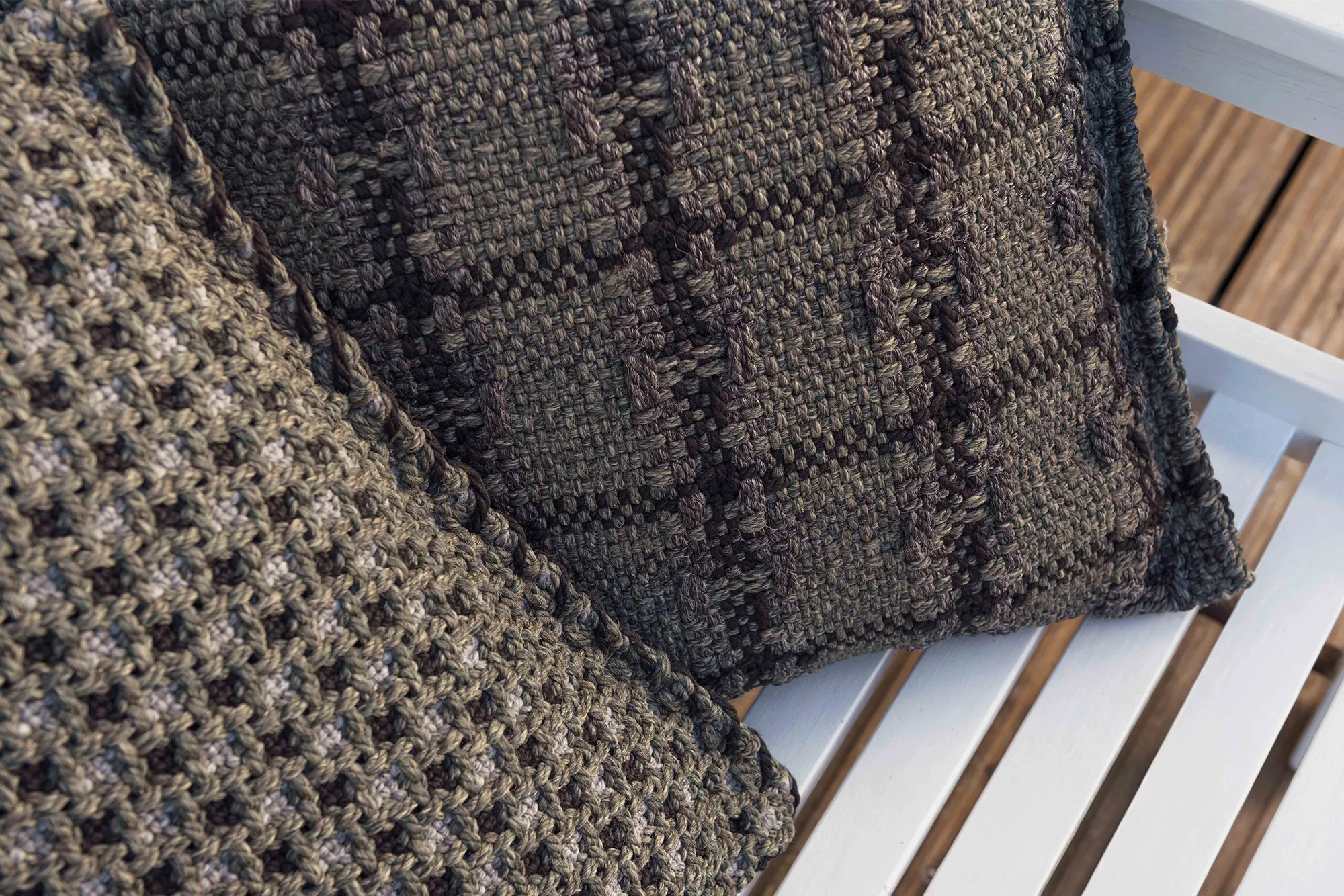 Garden Layers Small Cushion - Checks Green