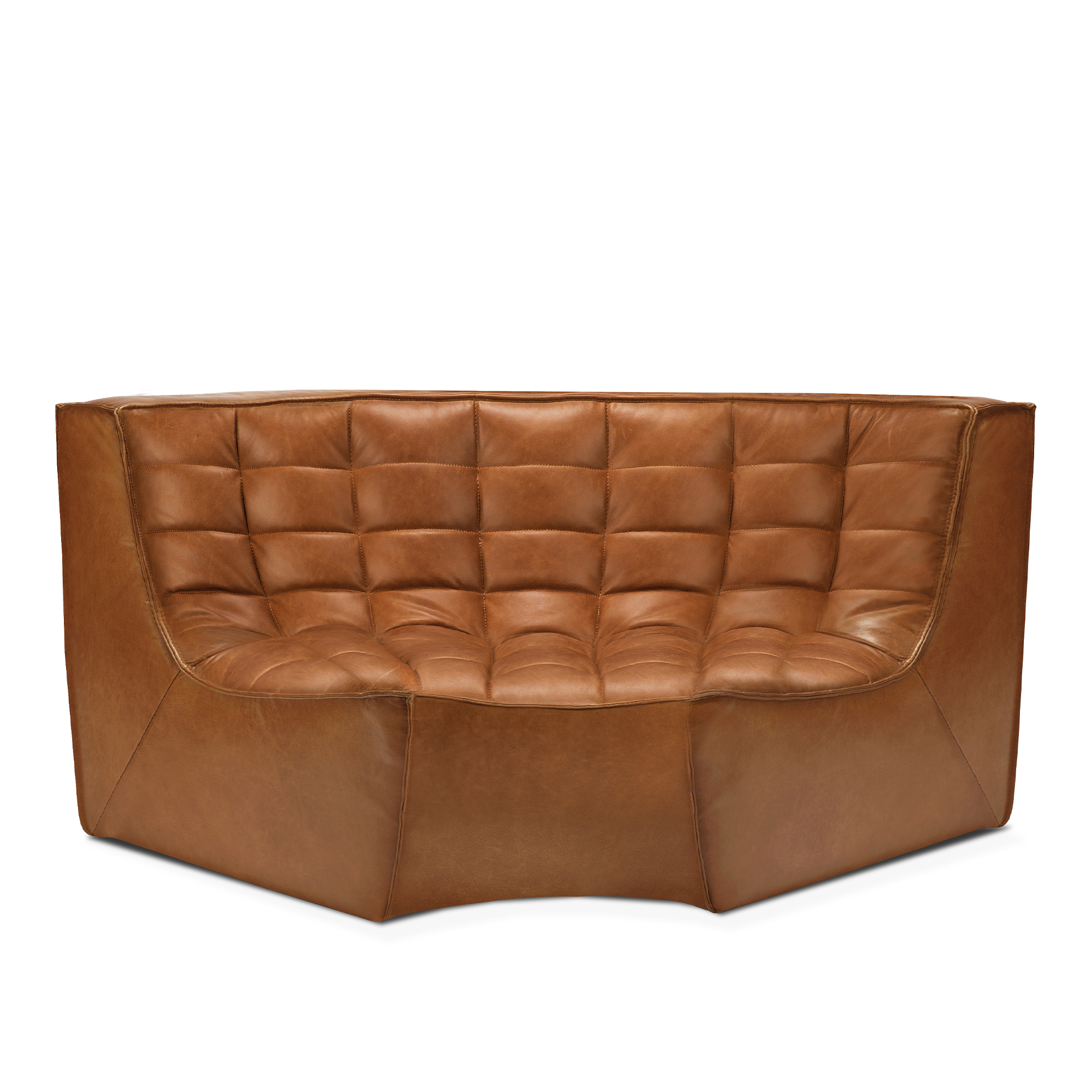Ethnicraft - N701 Round Corner - Old Saddle - Soffor - Jacques Deneef - Brun - Trä/Textilmaterial/Skum | Möbler - Soffor Och Dagbäddar - Soffor | Möbelexperten