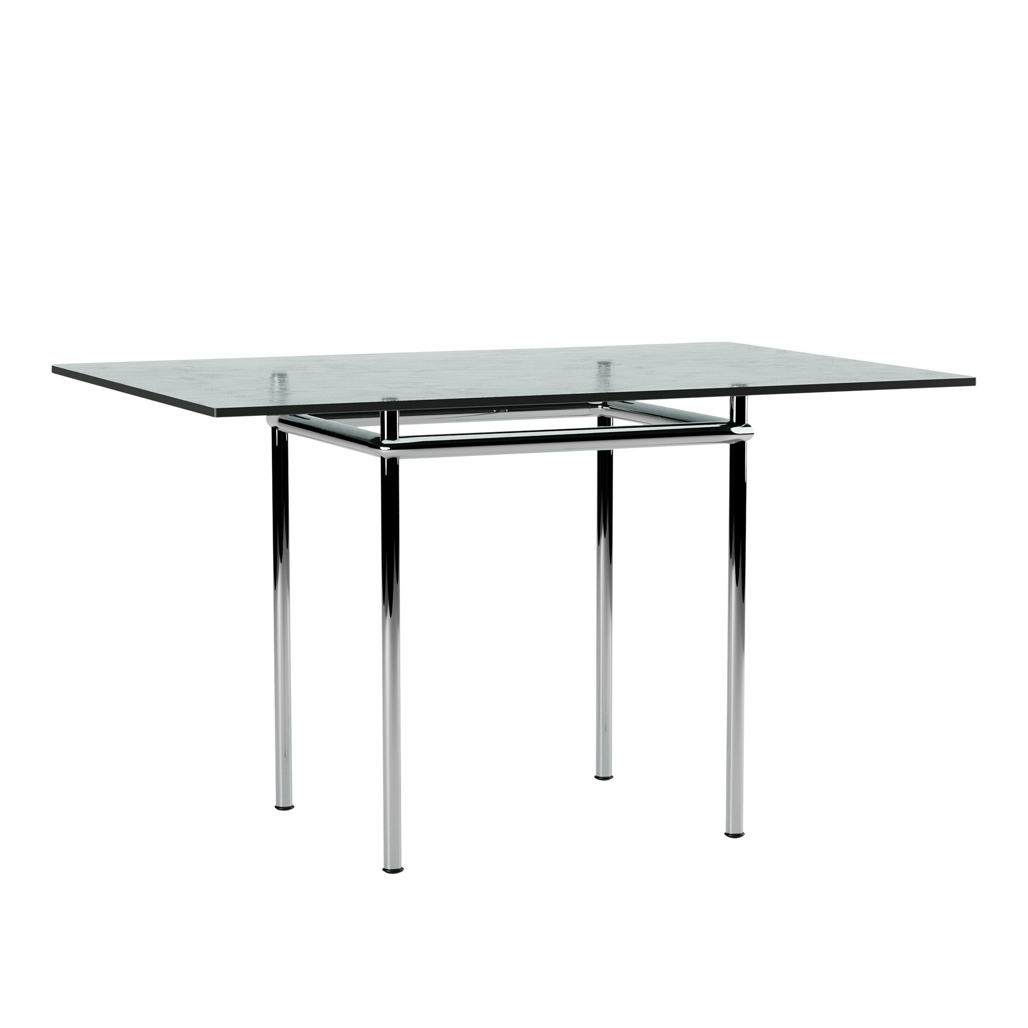 Cassina - LC12 La Roche Table, Chrome Steel Base - Matbord - designer_le_corbusier,designer_pierre_jeanneret - Silver,Transparent - Glas/Metall