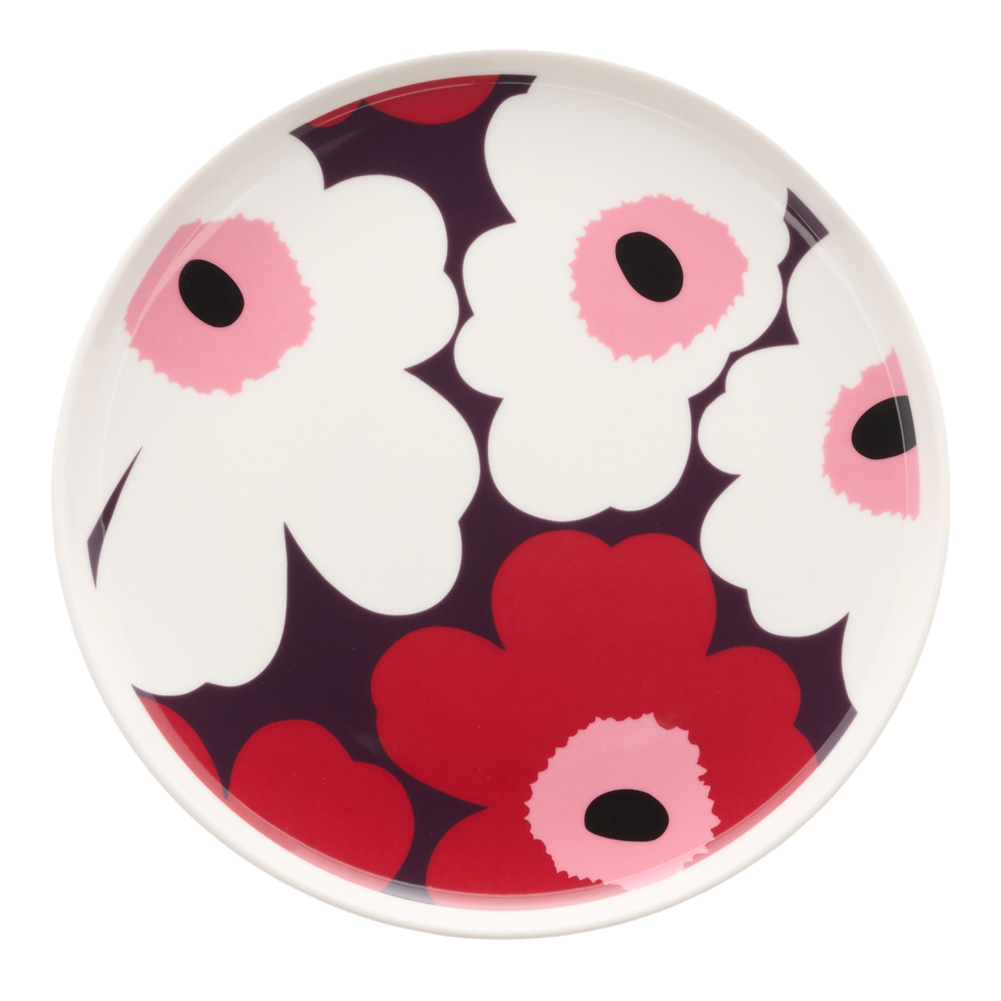 Marimekko - Unikko tallrik 20 cm white/plum/cranberry/pink - Mattallrikar - Maija Isola - Röd