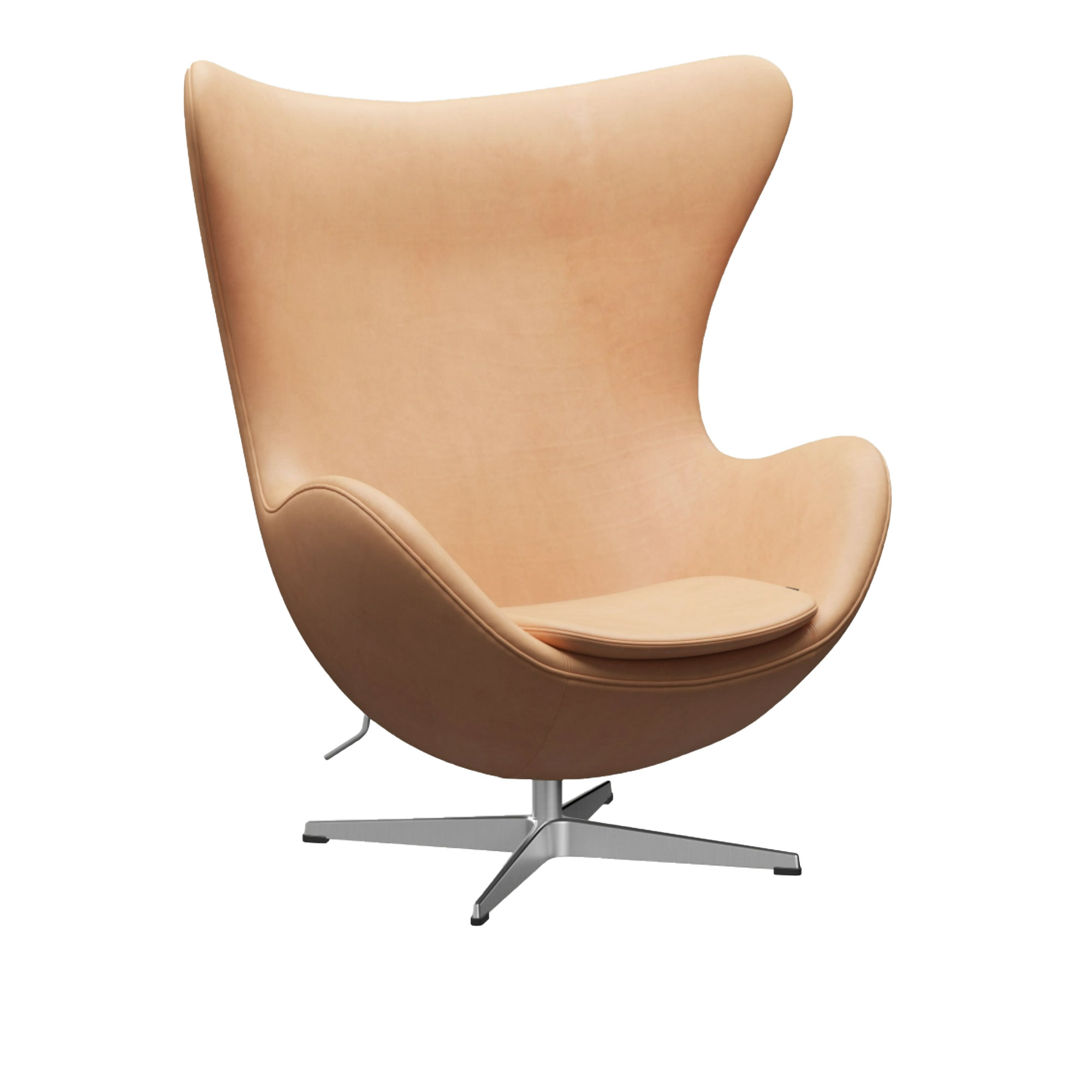 Fritz Hansen - 3316 Ägget, Läder, Natural - Fåtöljer - Arne Jacobsen - Brun - Läder/Metall/Skum | Möbler - Fåtöljer Och Puffar - Fåtöljer | Möbelexperten