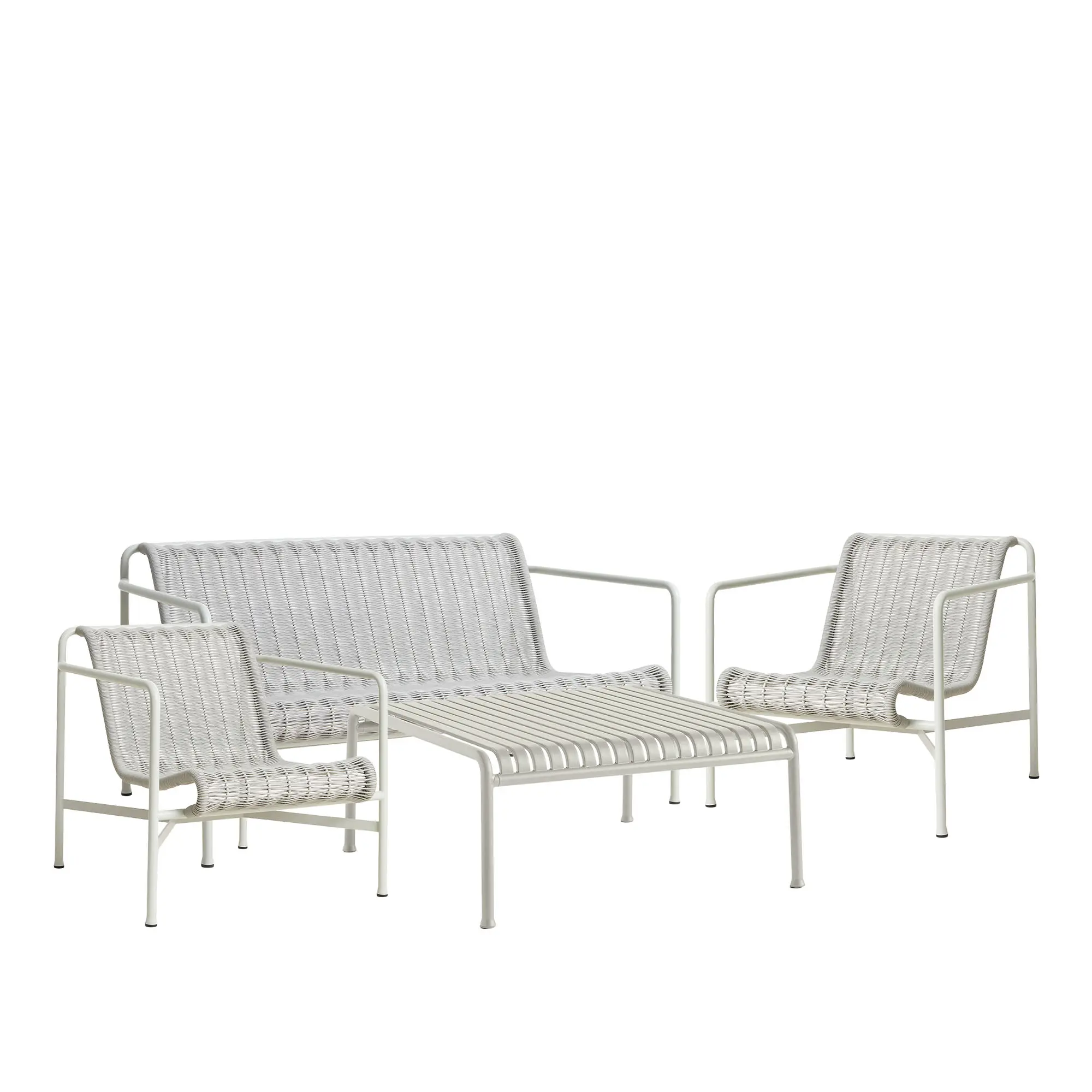 Palissade cord loungegrupp med loungesoffa, 2 loungestolar & lågt trädgårdsbord