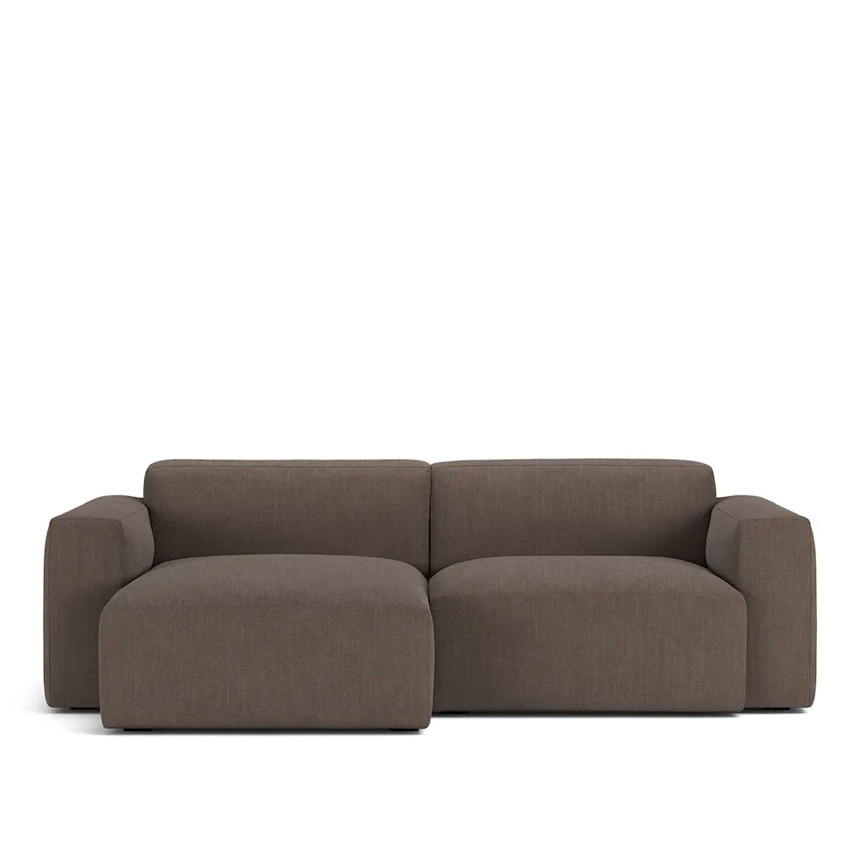 Brick 2-Seater Chaise Lounge Left Shadow Dark Brown Fixed Upholstery