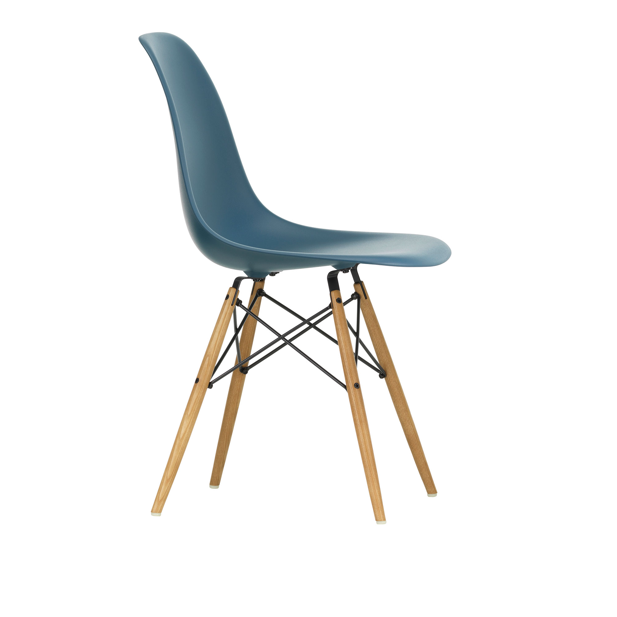 Vitra - Eames Plastic Chair DSW - 83 Sea Blue - Ash Honey Tone - Matstolar - Charles & Ray Eames - Blå - Metall/Trä/Plast