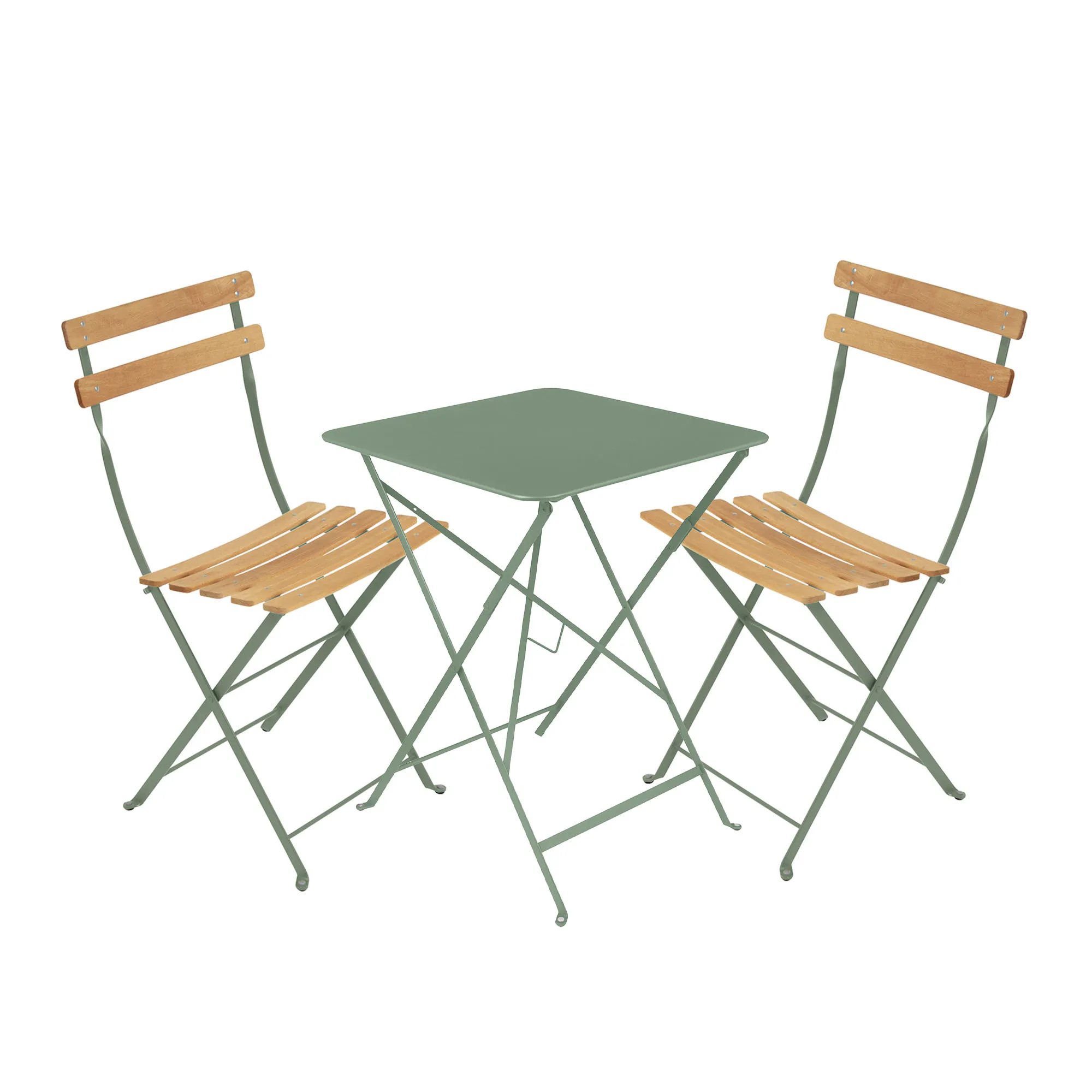 Bistro matgrupp bord 57cm & 2 trä stolar