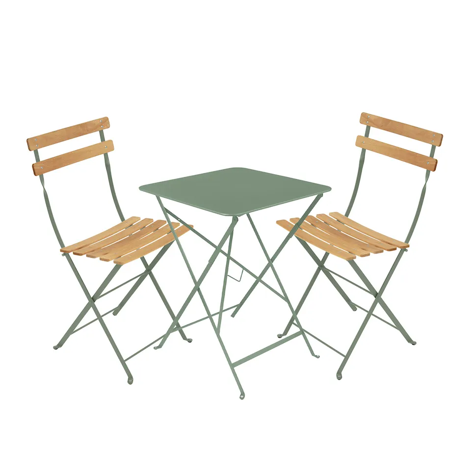 Bistro matgrupp bord 57cm & 2 trä stolar