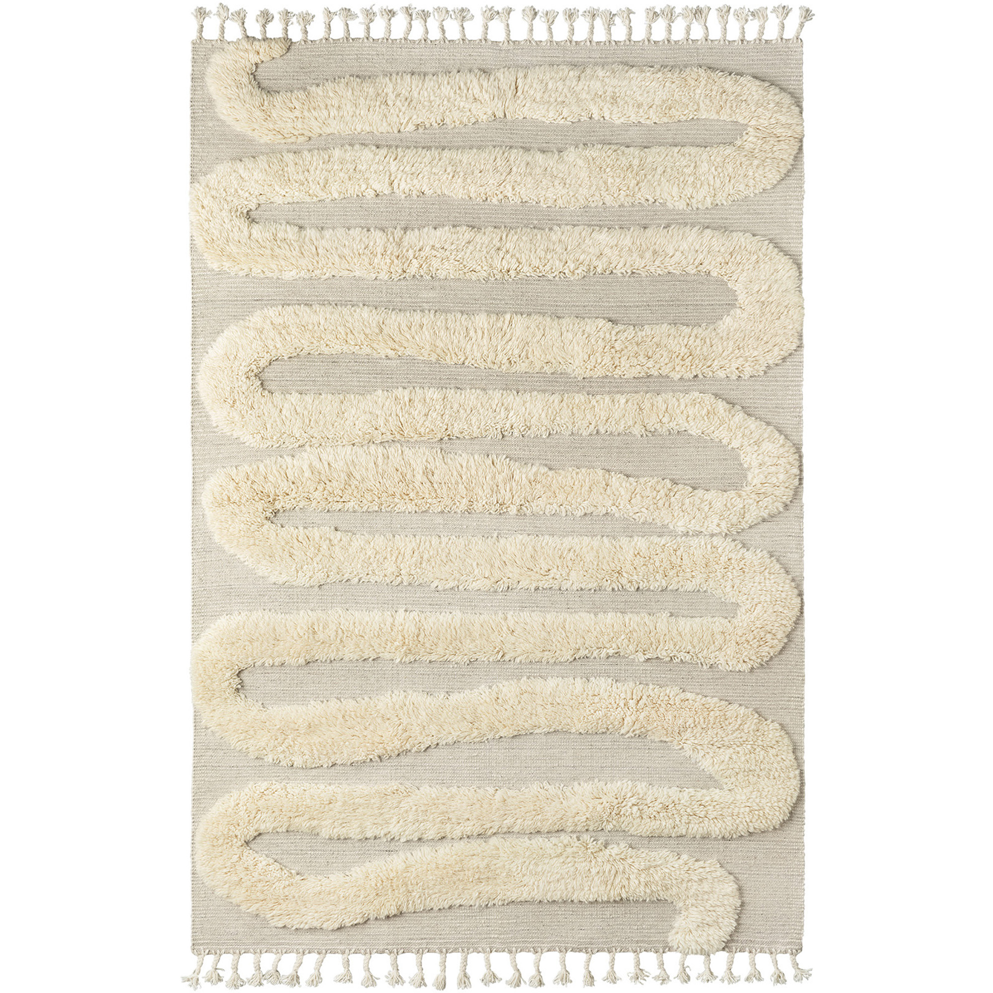 dusty deco - snake rya off white / beige 250x350 cm - ullmattor - edin & lina kjellvertz - beige