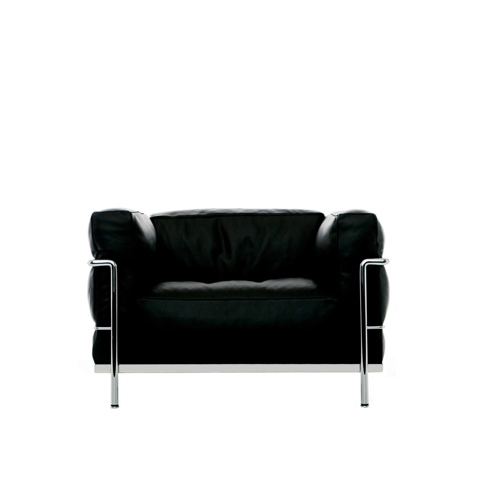 Cassina - LC3 Armchair Chrome Frame, Feather Padded, LCX 13X414 - Fåtöljer - designer_charlotte_perriand,designer_le_corbusier,designer_pierre_jeanneret - Svart - Metall/Textilmaterial