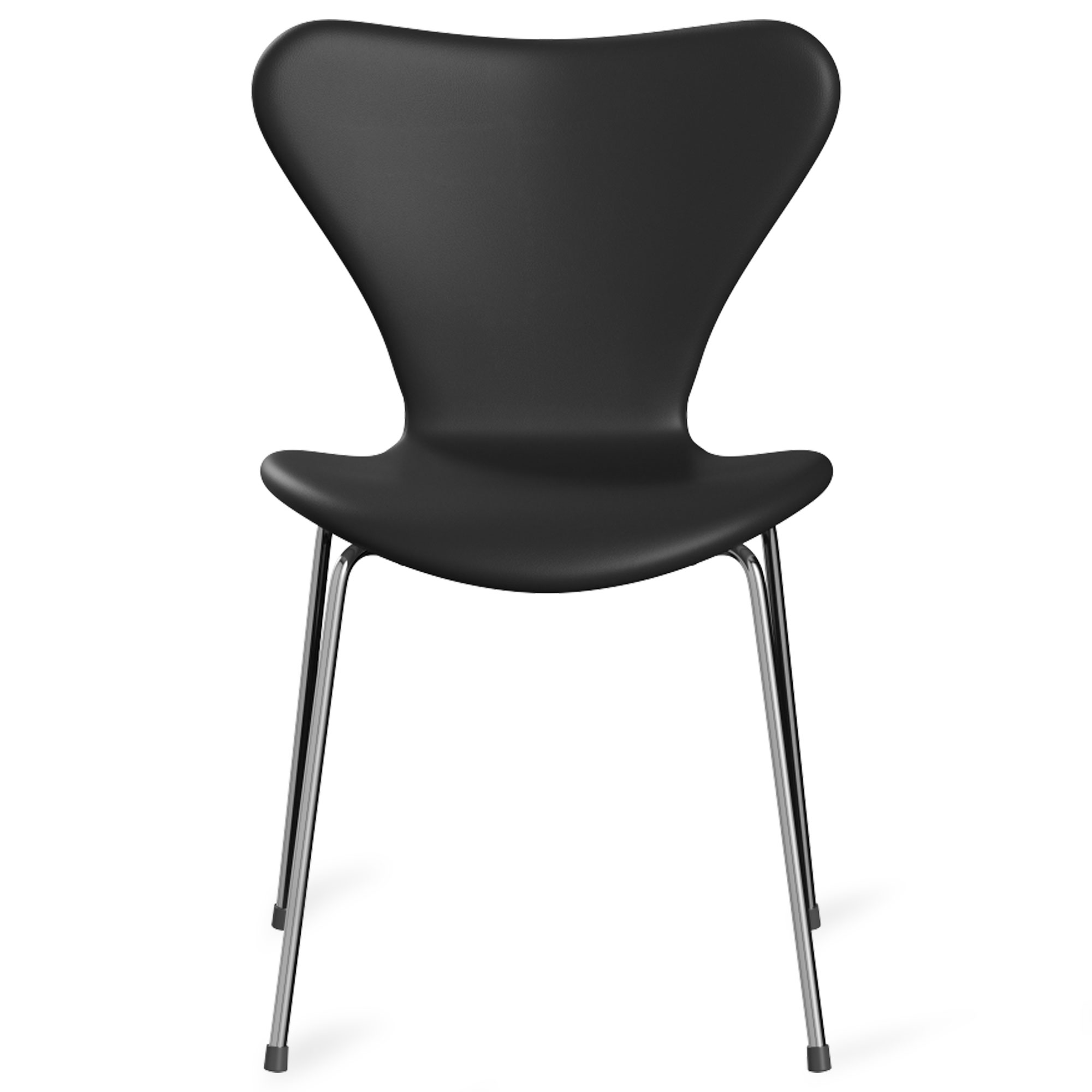 Fritz Hansen - Sjuan 3107 stol helklädd chrome / soft black - Matstolar - Arne Jacobsen - Svart - Läder/Metall/Trä | Möbler - Stolar Och Pallar - Matstolar | Möbelexperten