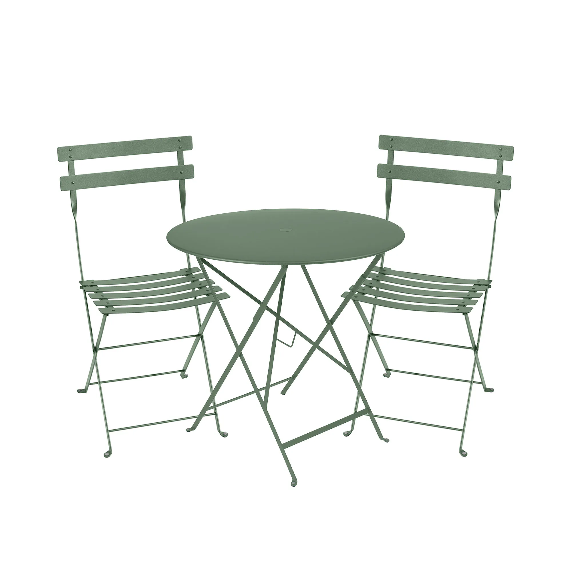 Bistro matgrupp bord 77cm & 2 metall stolar