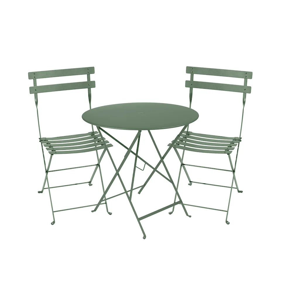 Bistro matgrupp bord 77cm & 2 metall stolar