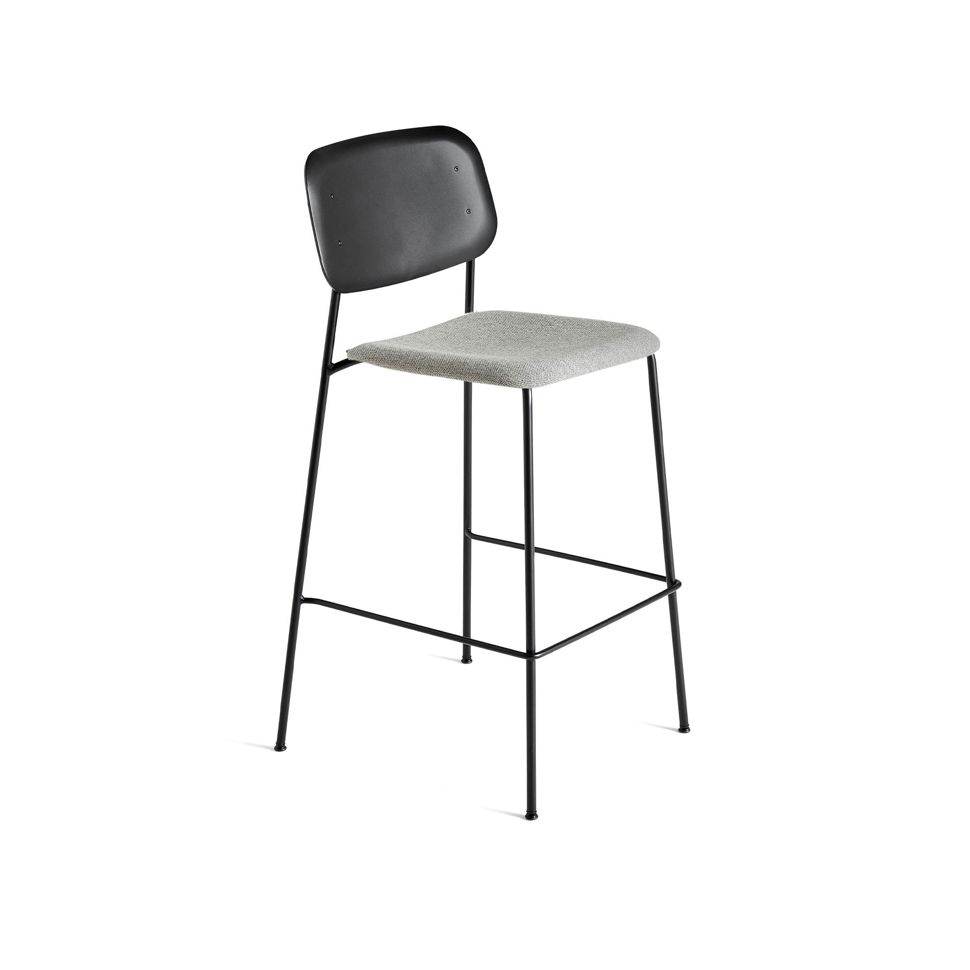 HAY - Soft Edge 95 Bar Stool Low, Black Steel, Back Black, Shell Cat.2 Steelcut Trio 3 576 - Barstolar & barpallar - Iskos-Berlin - Svart - Metall/Textilmaterial/Plast