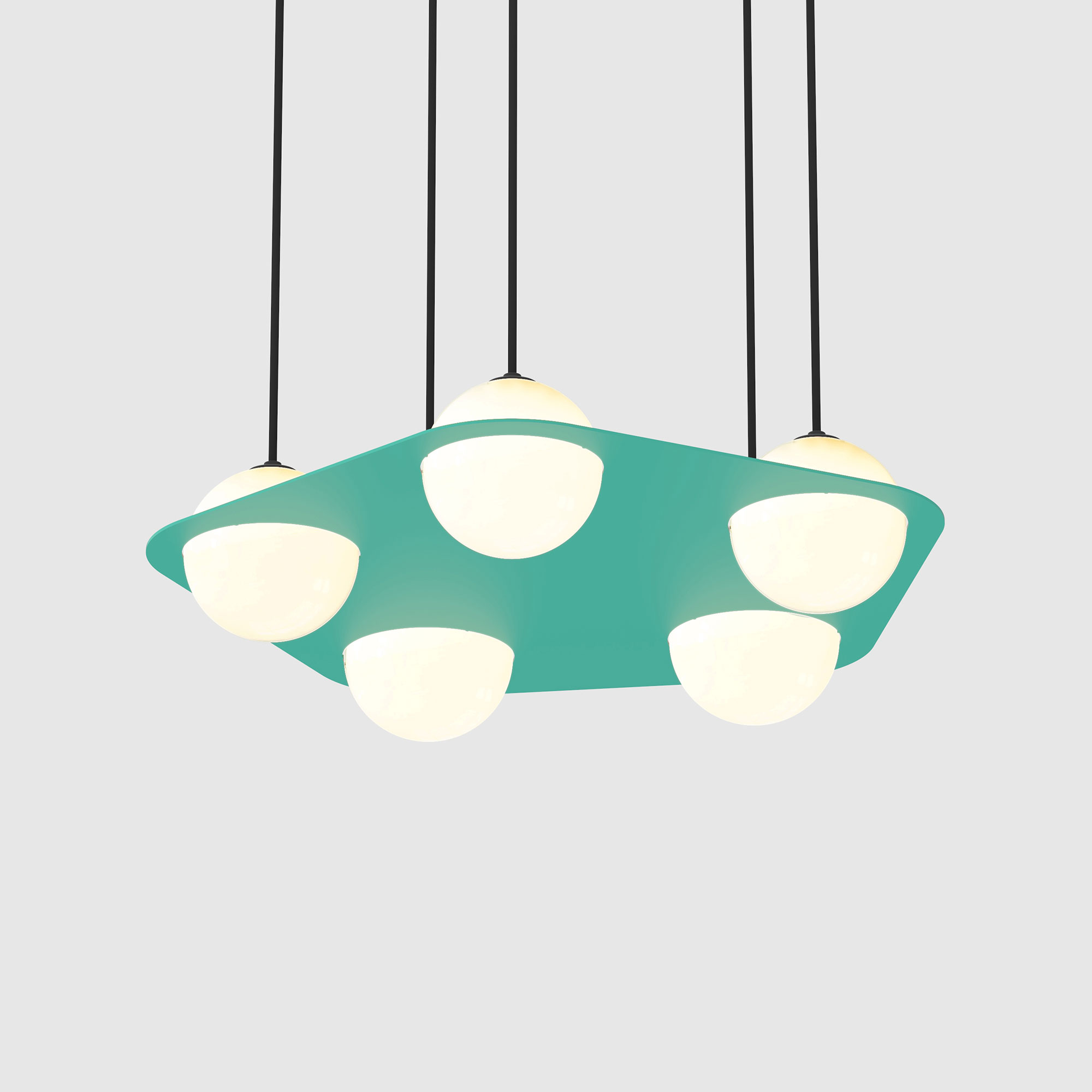 Lambert & Fils - Laurent 04, Angle, Turquoise frame, Black wires, Black canopy - Pendellampor - Blå