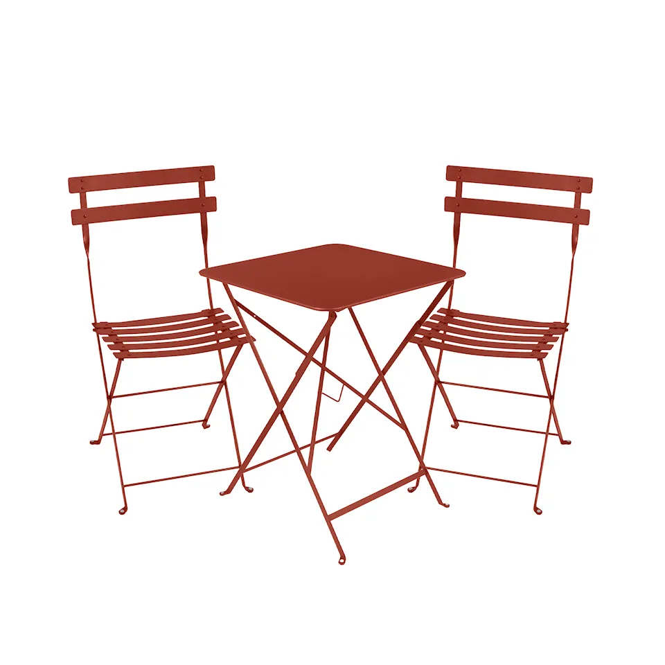 Bistro matgrupp bord 57cm & 2 metall stolar