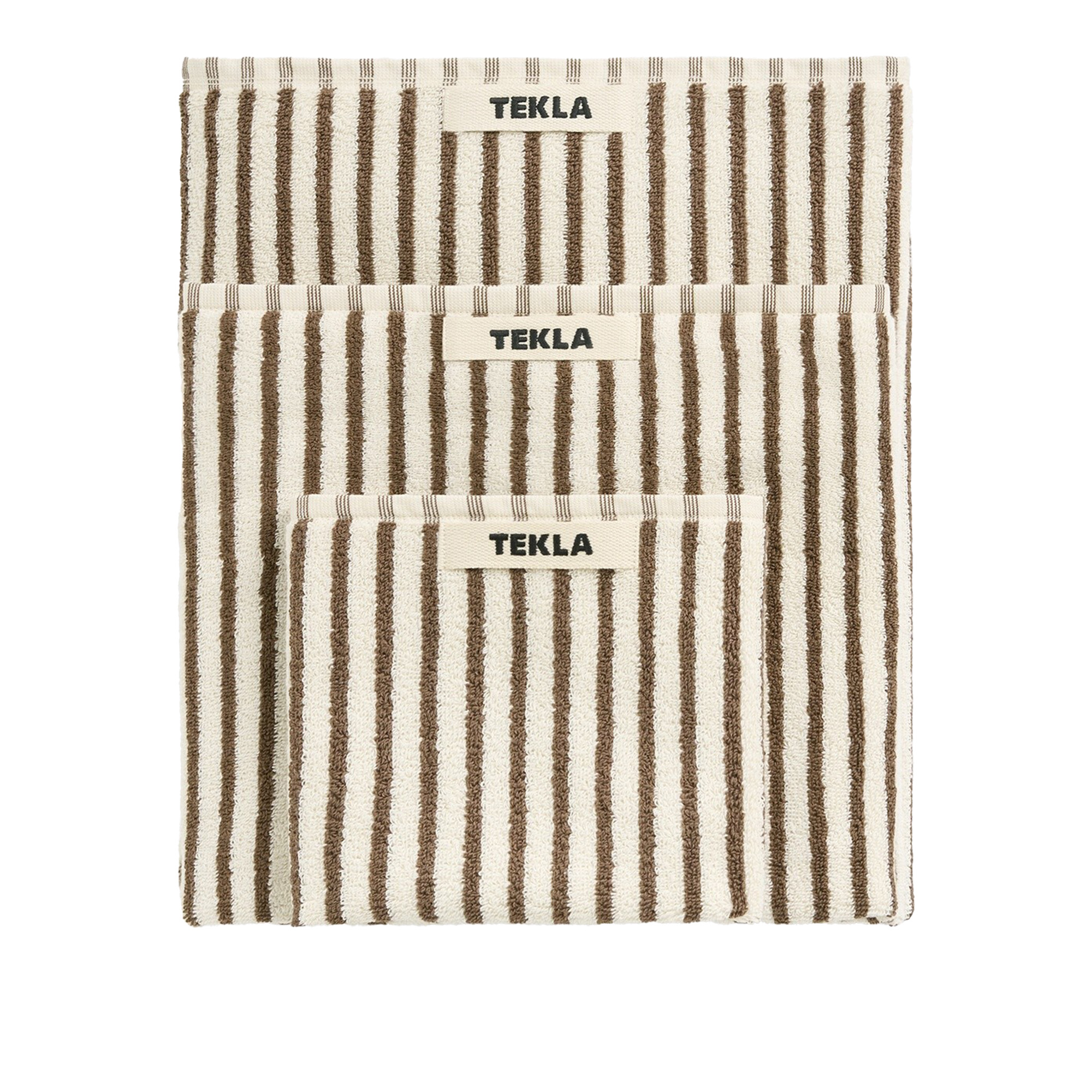 Tekla - Terry handduk kodiak stripes badlakan 100x150cm - Handdukar och badlakan - Brun,Vit | Textilier - Badrumstextilier - Handdukar Och Badlakan | Möbelexperten