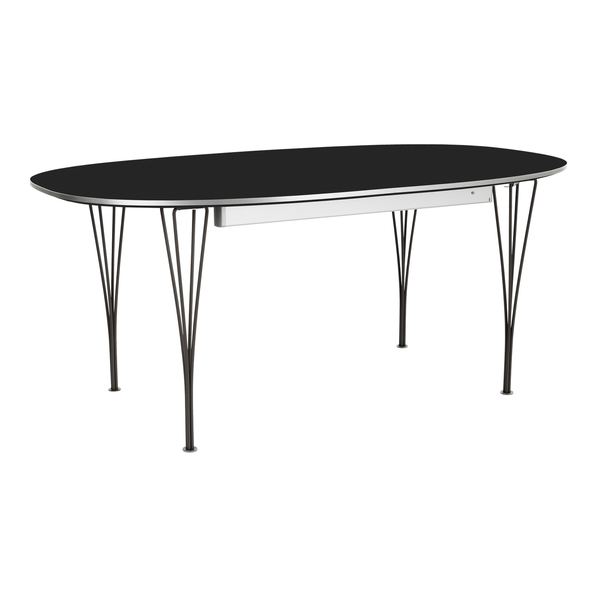 Fritz Hansen - B620 Superellips Utdragbart, Laminat, Svart, Svart pulverlack - Matbord - designer_arne_jacobsen,Bruno Mathsson,Piet Hein - Svart - Metall/Trä