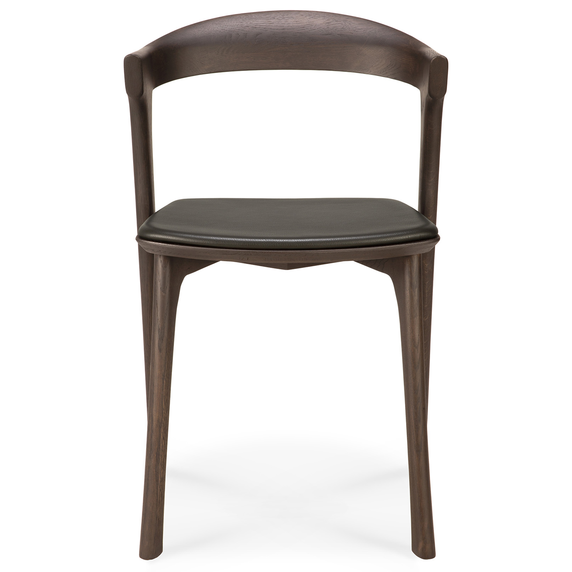Ethnicraft - Bok Dining Chair Varnished Oak - Brown - Brown Leather - Matstolar - Alain Van Havre - Brun - Trä
