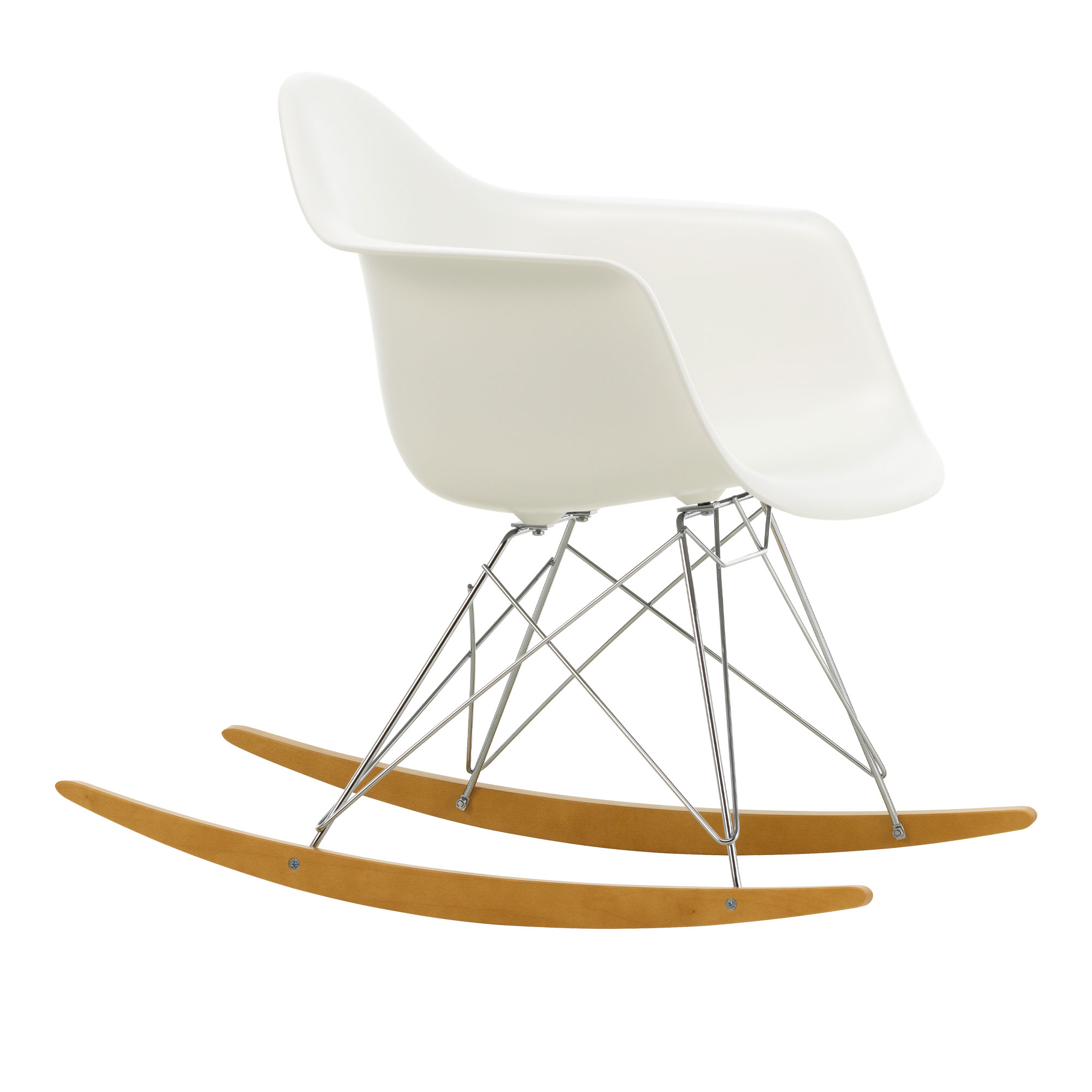 Vitra - Eames Plastic Armchair RAR - 04 White - Chrome Base - Golden Maple - Matstolar - Charles & Ray Eames - Vit - Metall/Trä/Plast