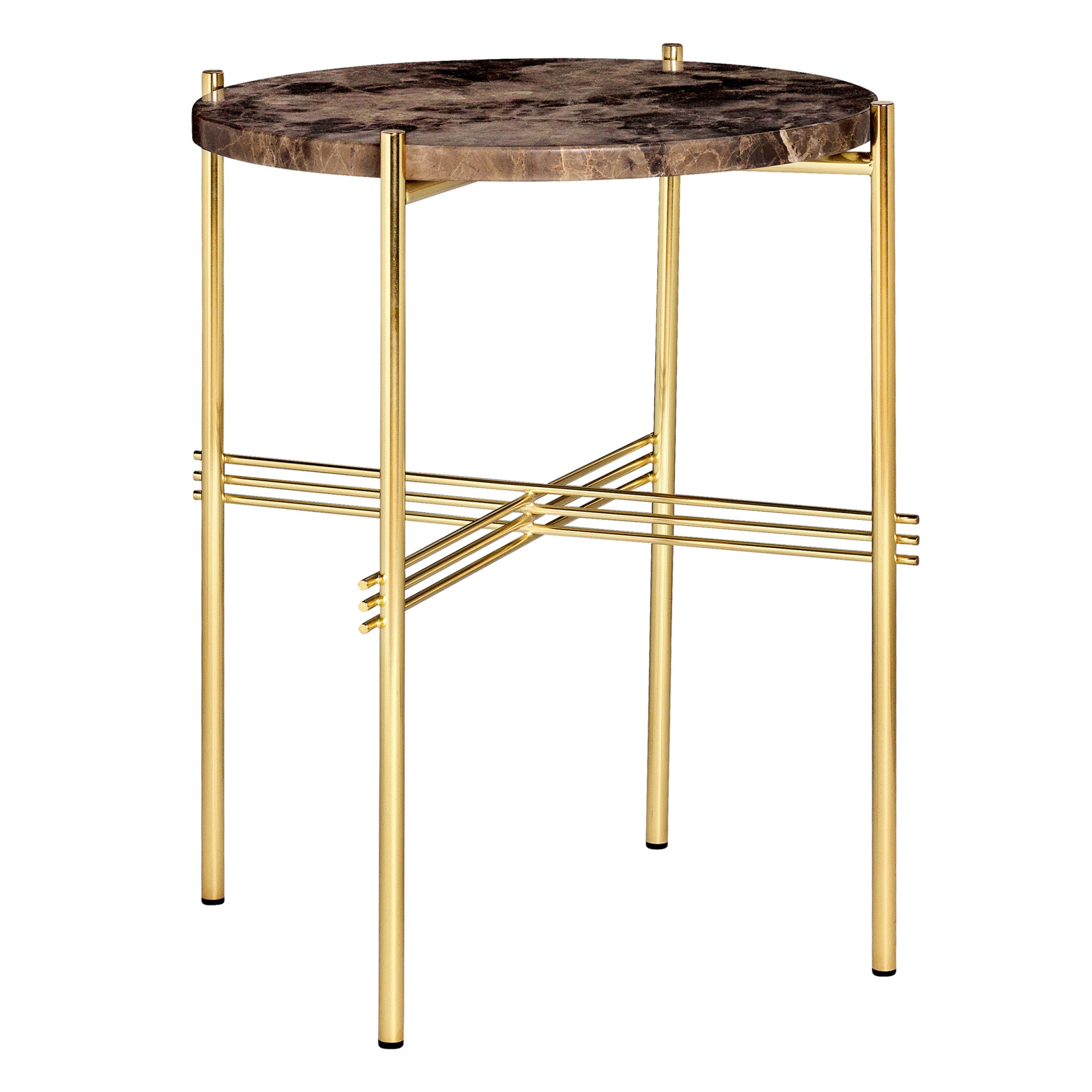 Gubi - TS Soffbord Ø 40 H. 51, Top: Marrone Emperador Marble, Base: Brass - Soffbord - GamFratesi - Brun - Metall/Sten