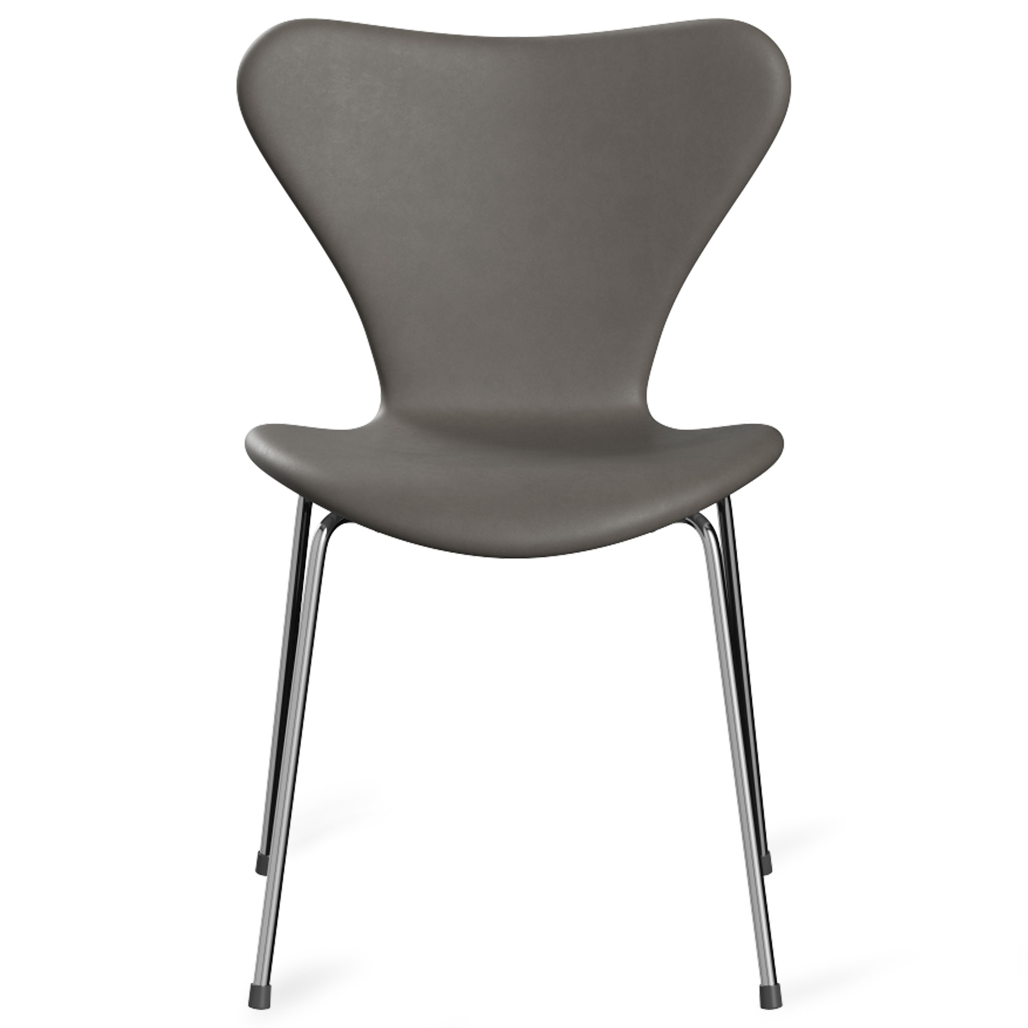 Fritz Hansen - Sjuan 3107 stol helklädd chrome / essential lava - Matstolar - Arne Jacobsen - Grå - Läder/Metall/Trä | Möbler - Stolar Och Pallar - Matstolar | Möbelexperten
