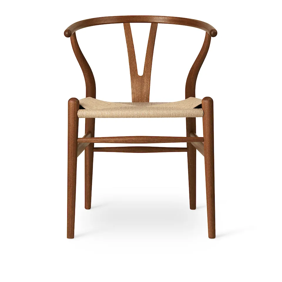 CH24 Y-stolen mahogny/naturflätat papperssnöre