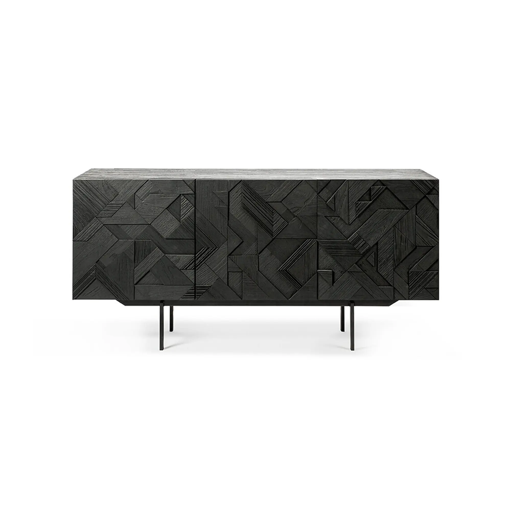 Teak Graphic Black Sideboard