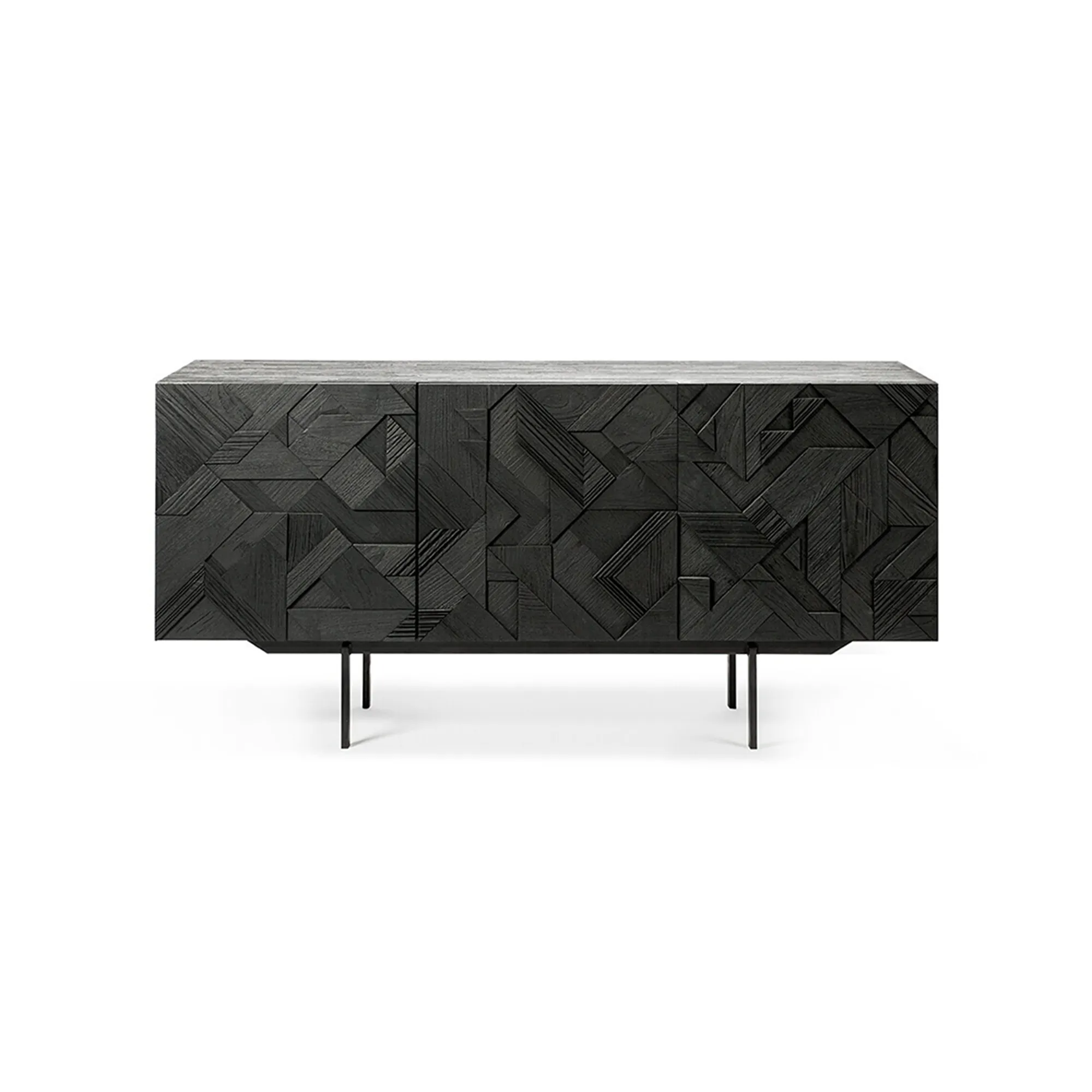 Teak Graphic Black Sideboard