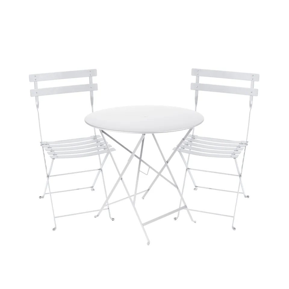 Bistro matgrupp bord 77cm & 2 metall stolar