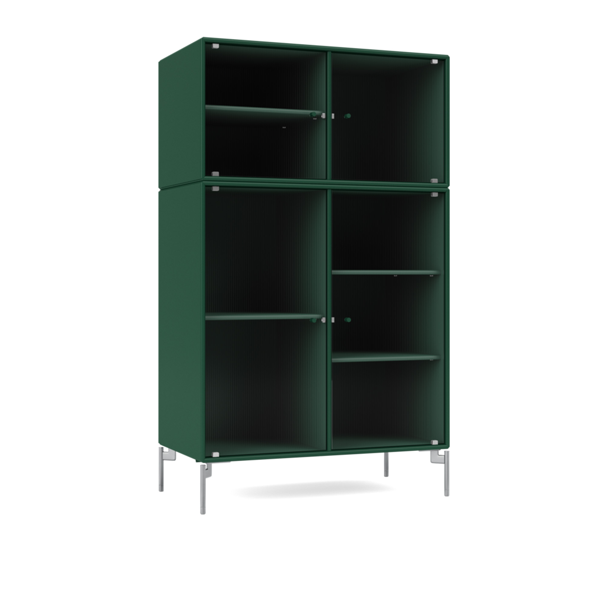 montana - ripple iii – vitrine cabinet 136-pine matt chrome - skåp och vitrinskåp - peter j. lassen - grön - trä