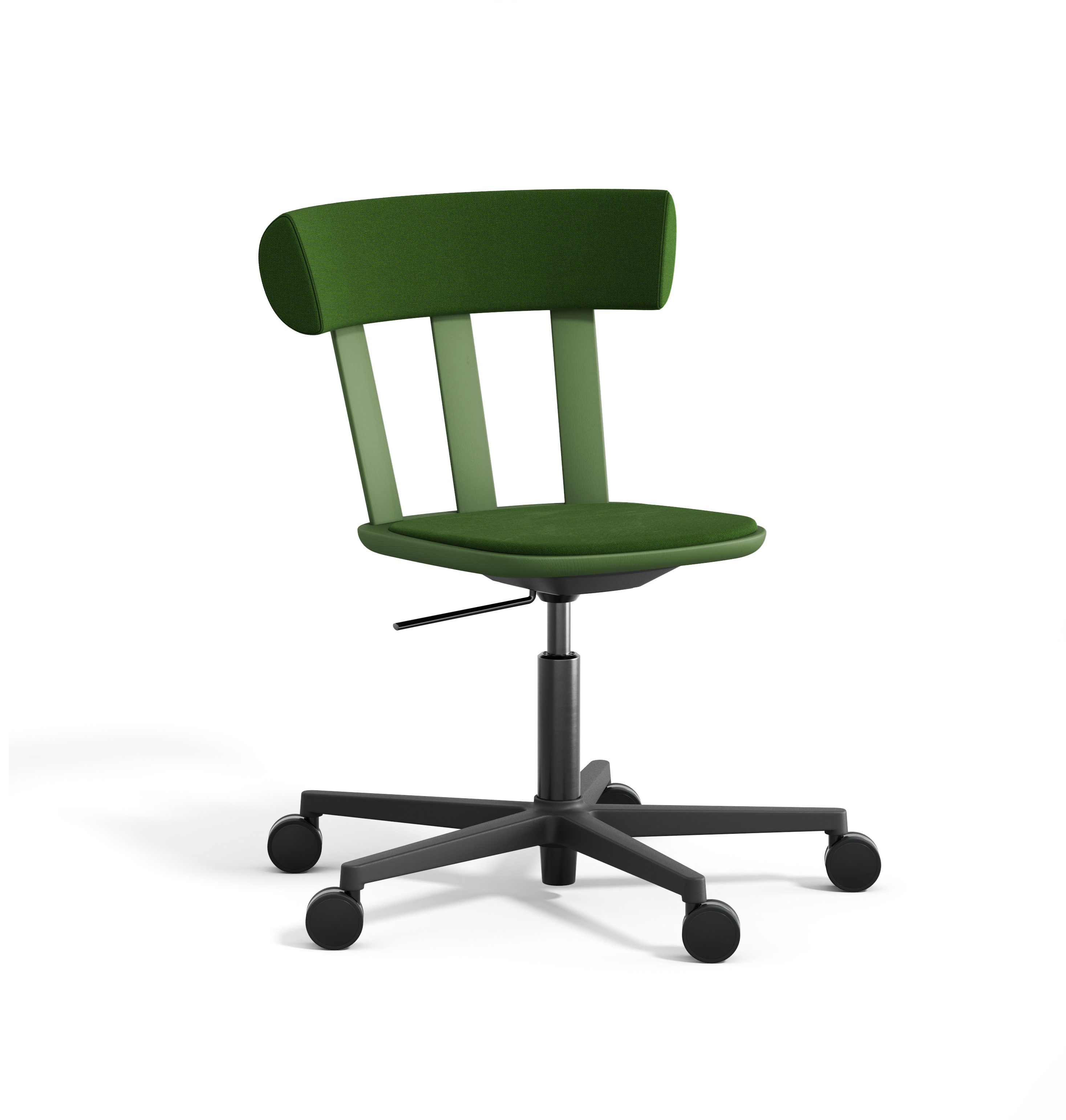 Stolab - Alt Stol Klädd Björk, S-Stativ Svart, Mossgrön 16, Hallingdal 65-960 - Skrivbordsstolar - Form Us With Love - Grön - Metall/Trä