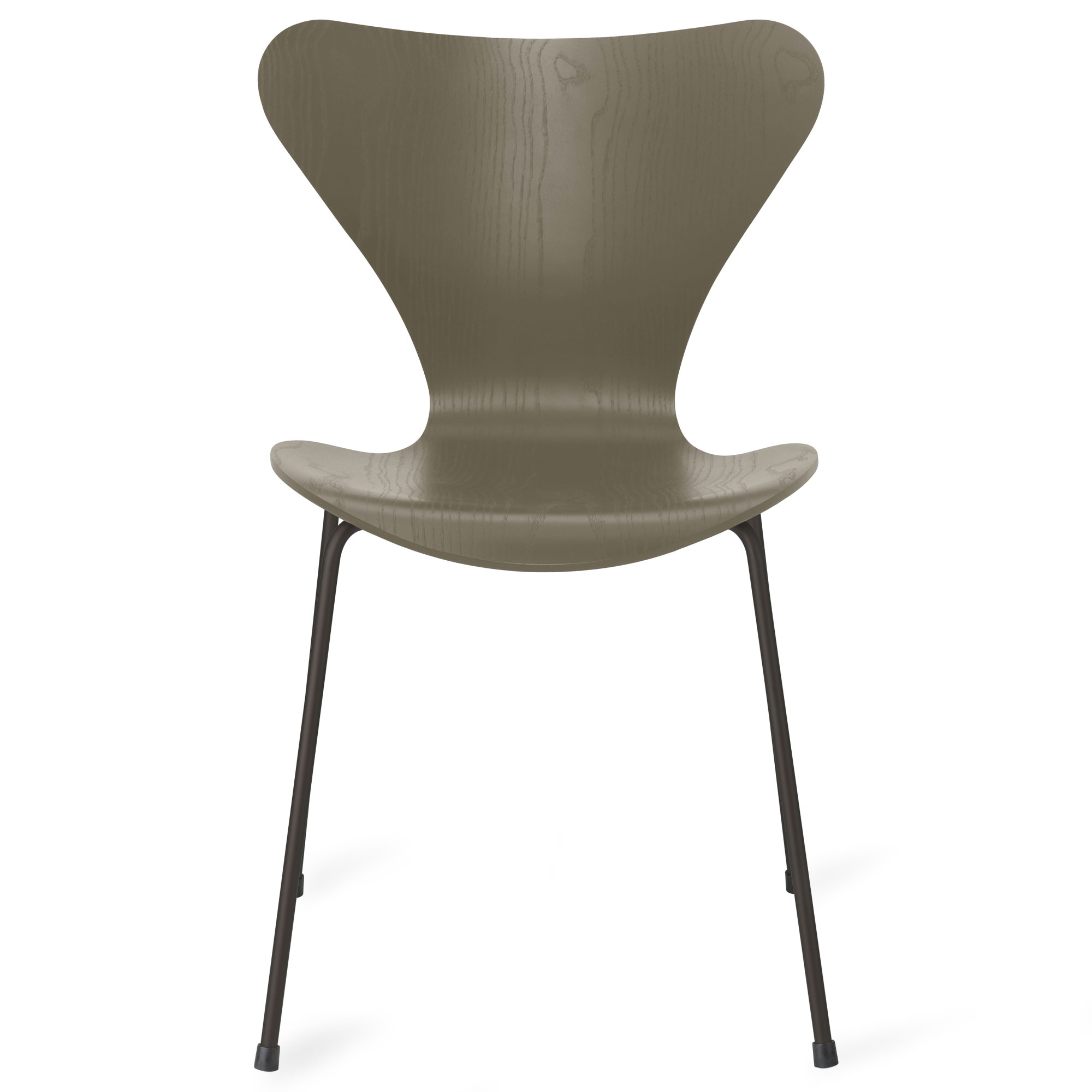 Fritz Hansen - Sjuan 3107 stol färgad askfanér warm graphite / olive green - Matstolar - Arne Jacobsen - Grön - Metall/Trä | Möbler - Stolar Och Pallar - Matstolar | Möbelexperten