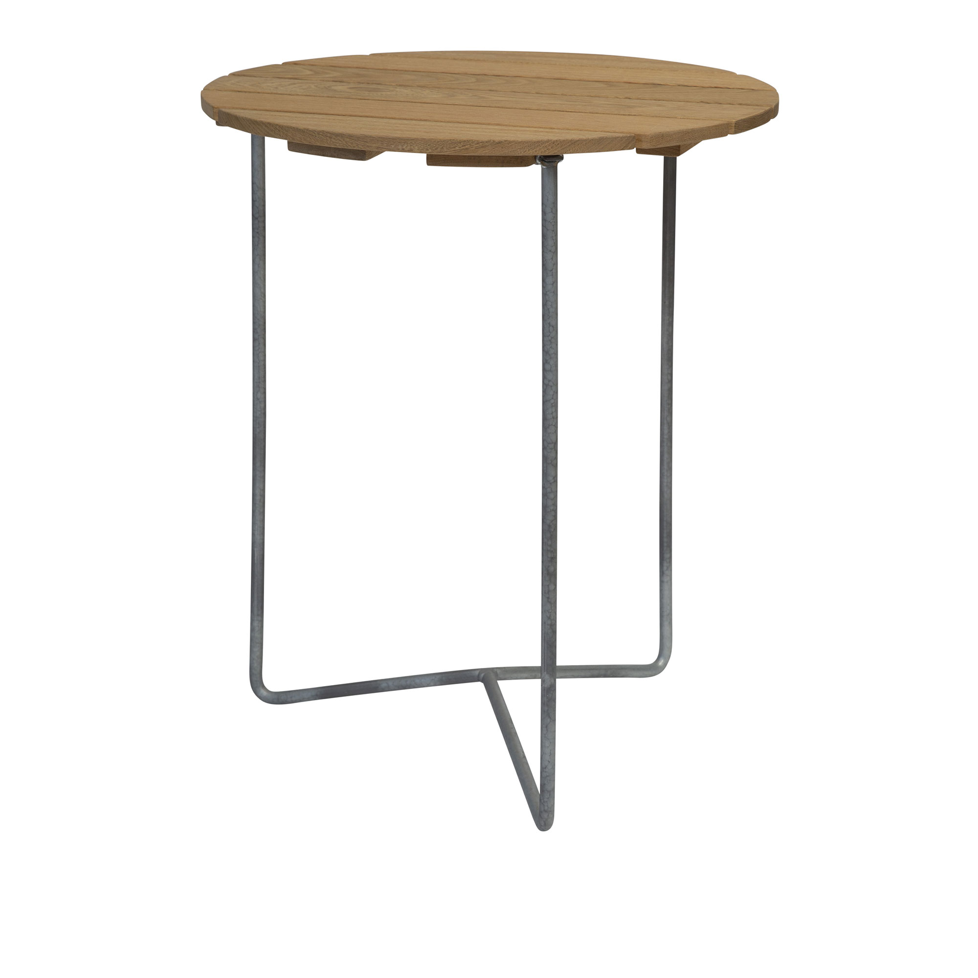 Grythyttan Stålmöbler - Bord 6B Ø60 cm Varmförzinkat stativ Oljad ek - Småbord och sidobord utomhus - Träfärgad - Trä | Utemöbler - Utebord - Småbord Och Sidobord Utomhus | Möbelexperten
