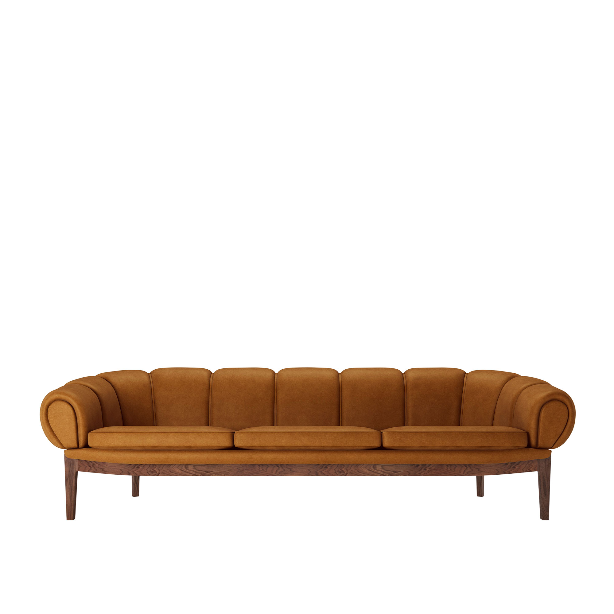 Gubi - Croissant Sofa 3-seater, Solid Oak Oiled, Prisgrupp 3 Tyg Gubi Light Boucle 01 - Soffor - Illum Wikkelsø