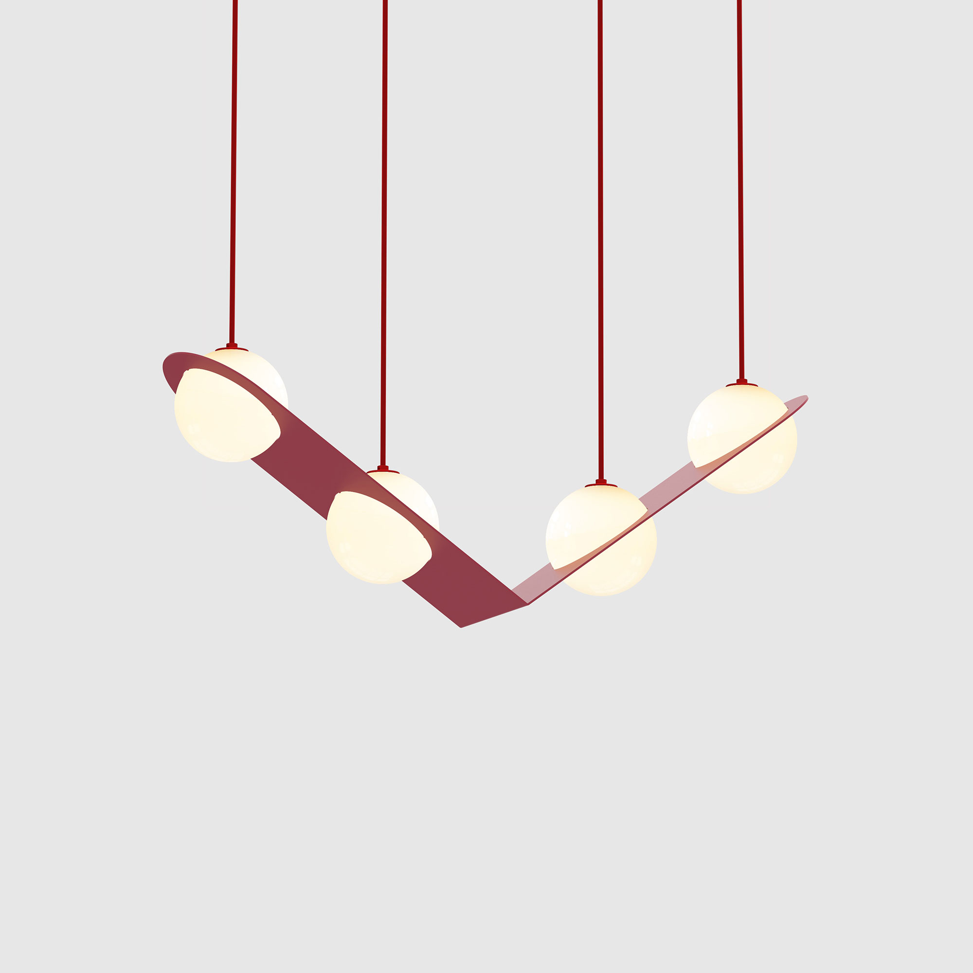 Lambert & Fils - Laurent 02, Angle, Burgundy frame, Sand wires, Black canopy - Pendellampor - Lila