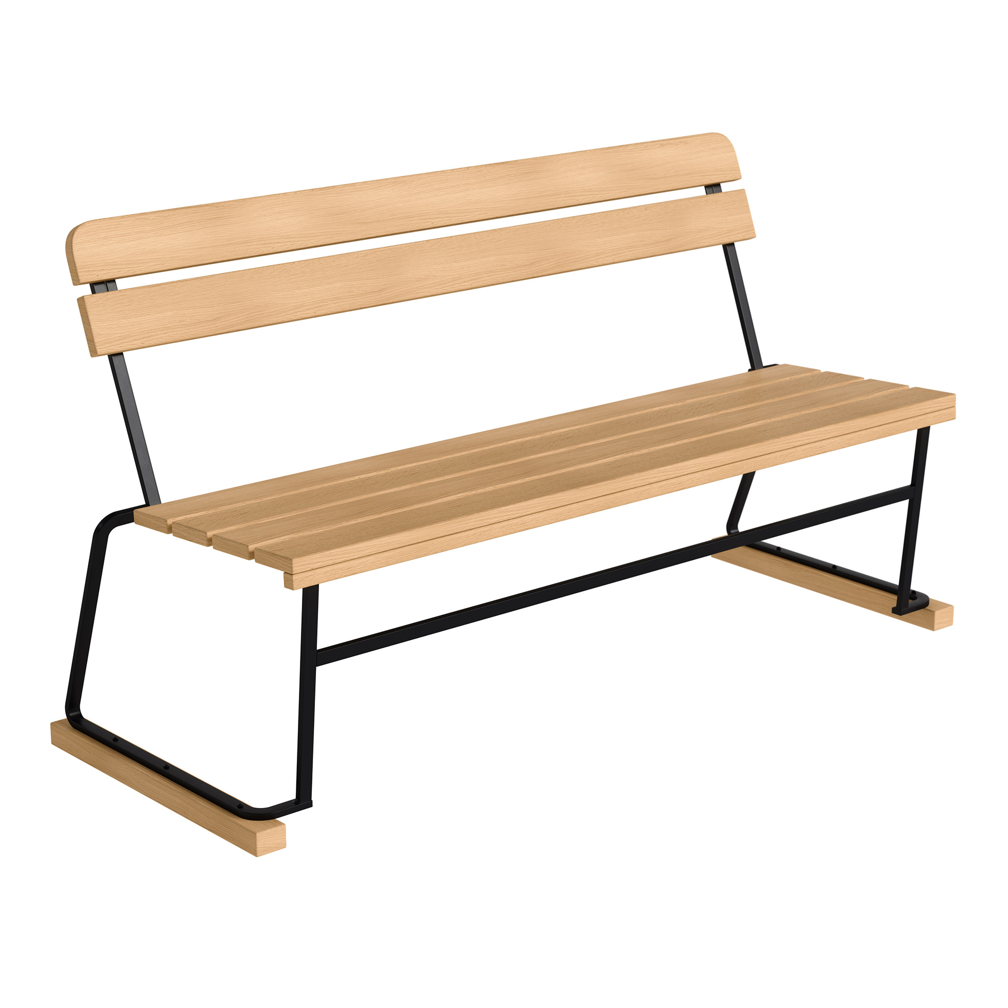 Grythyttan Stålmöbler - Sofa 3 Oiled Oak With Black Steel Base - Trädgårdsbänkar - Träfärgad - Metall/Trä | Utemöbler - Utestolar - Trädgårdsbänkar | Möbelexperten