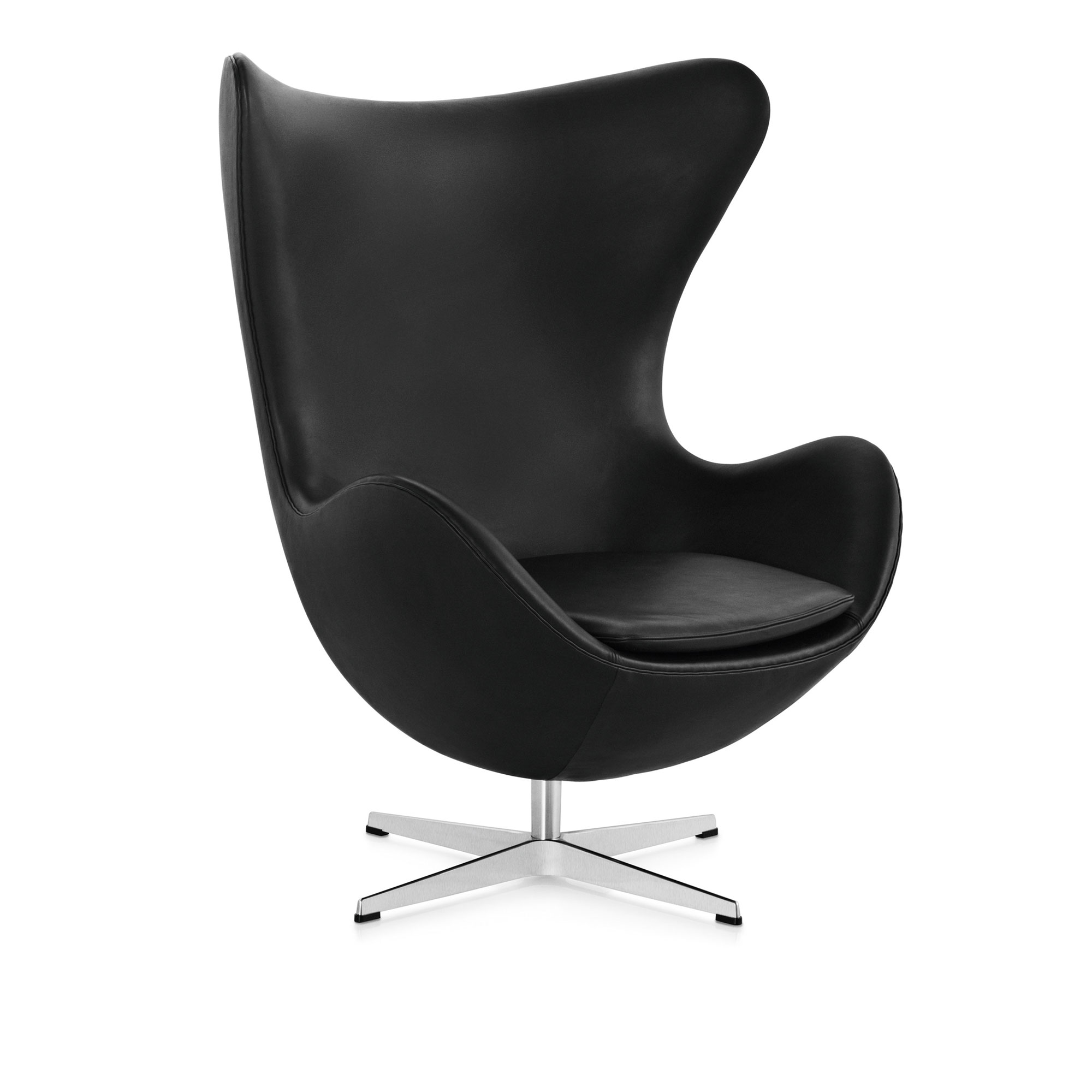 Fritz Hansen - 3316 Ägget, Läder, Grace Black - Fåtöljer - Arne Jacobsen - Svart - Läder/Metall/Skum | Möbler - Fåtöljer Och Puffar - Fåtöljer | Möbelexperten