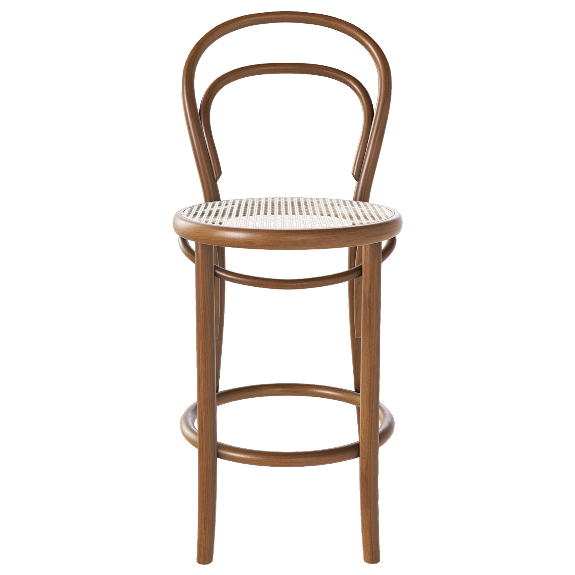 Ton - Ton Barstool 14 Low - Nougat B114 / Cane - Barstolar - Michael Thonet - Brun - Tr&auml;