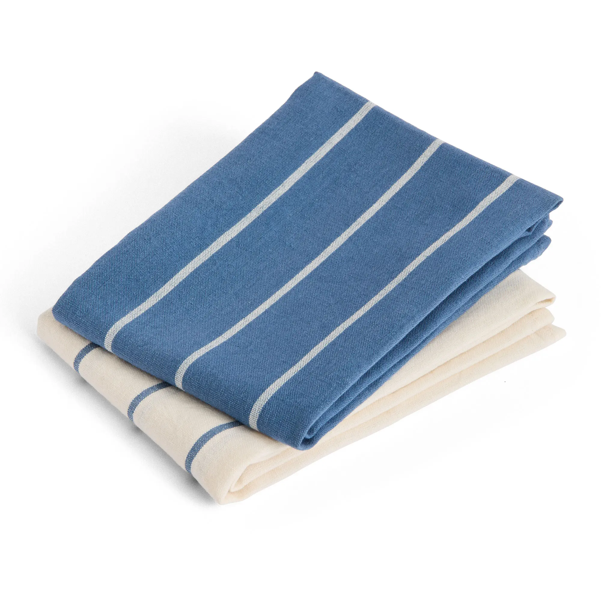 Outdoor Market Tea Towel Set of 2 Beige with red stripe