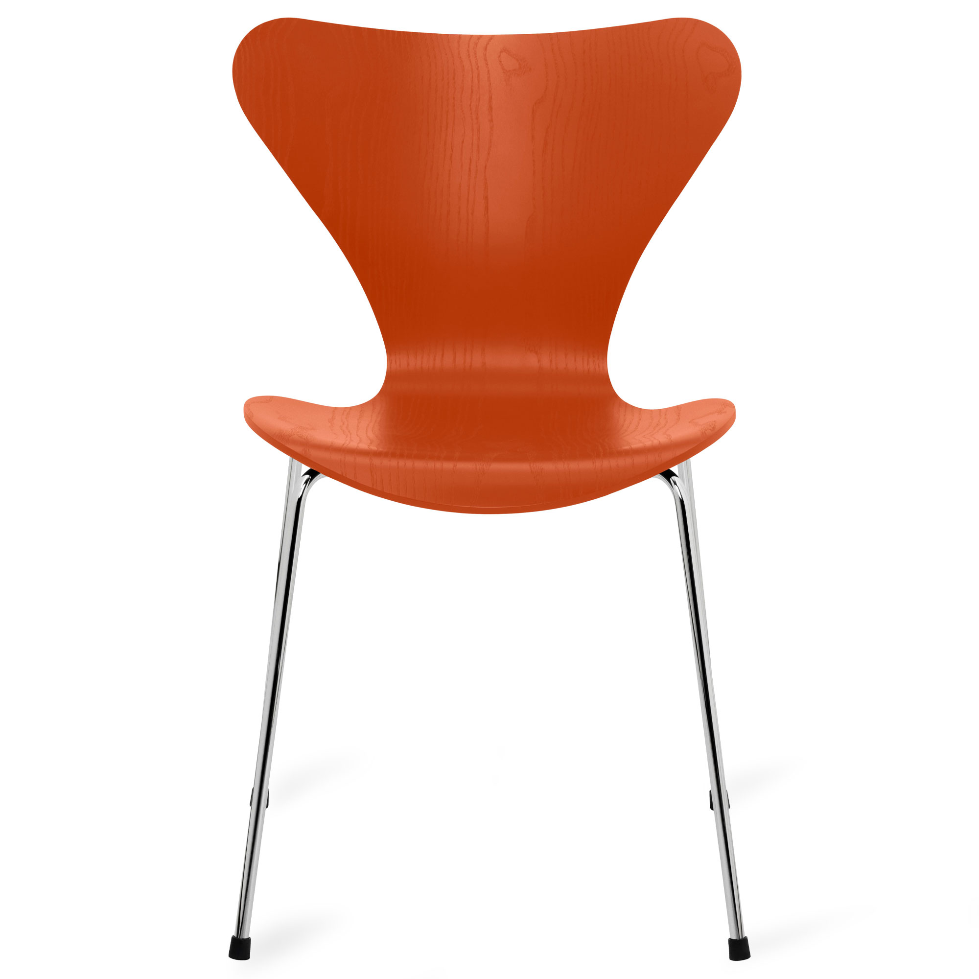 Fritz Hansen - Sjuan 3107 stol f&auml;rgad askfan&eacute;r chrome / paradise orange - Matstolar - Arne Jacobsen - Orange - Metall/Tr&auml;