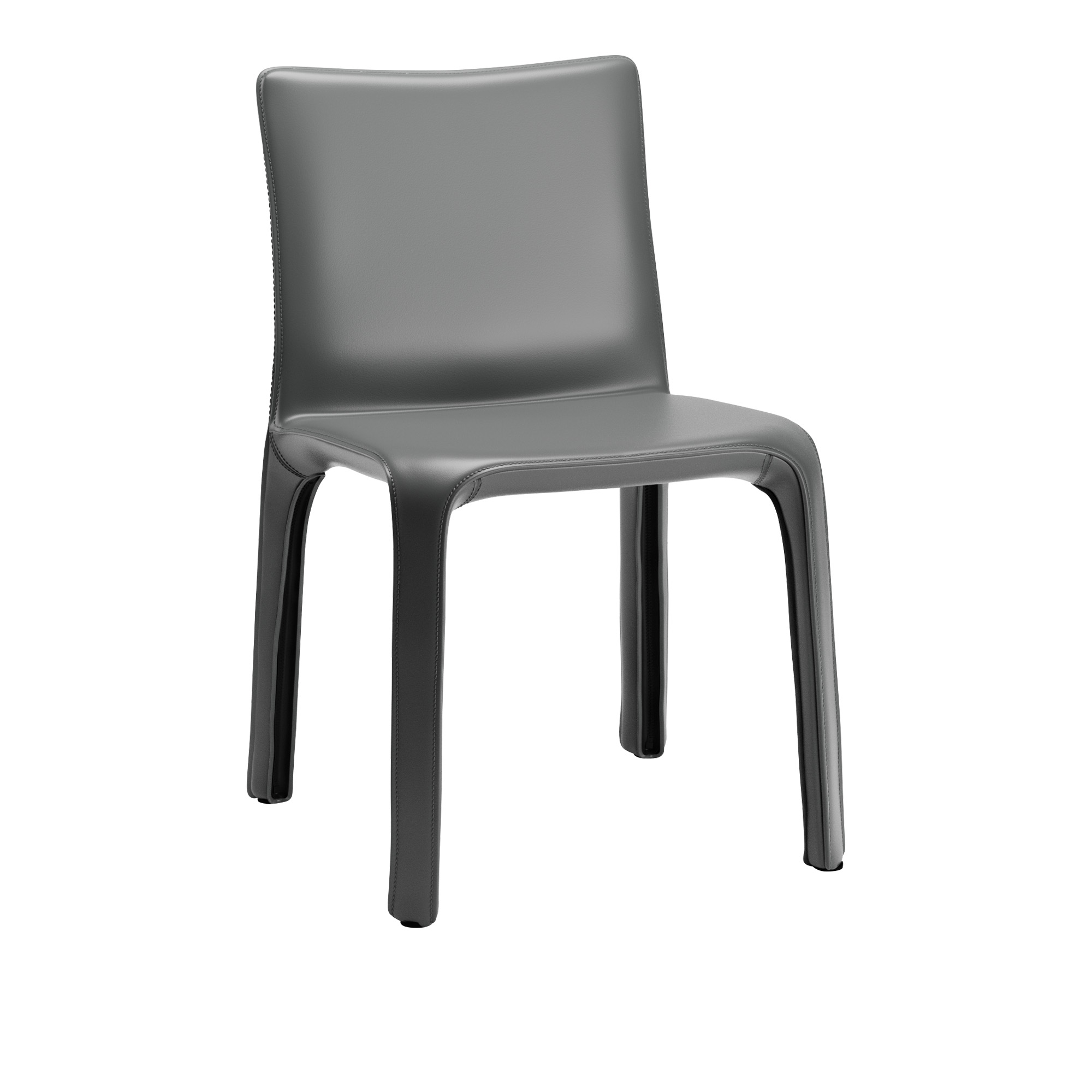Cassina - 412 Cab Chair, Saddle Leather Grey - Spisestoler - Mario Bellini - Grå - Lær/Metall