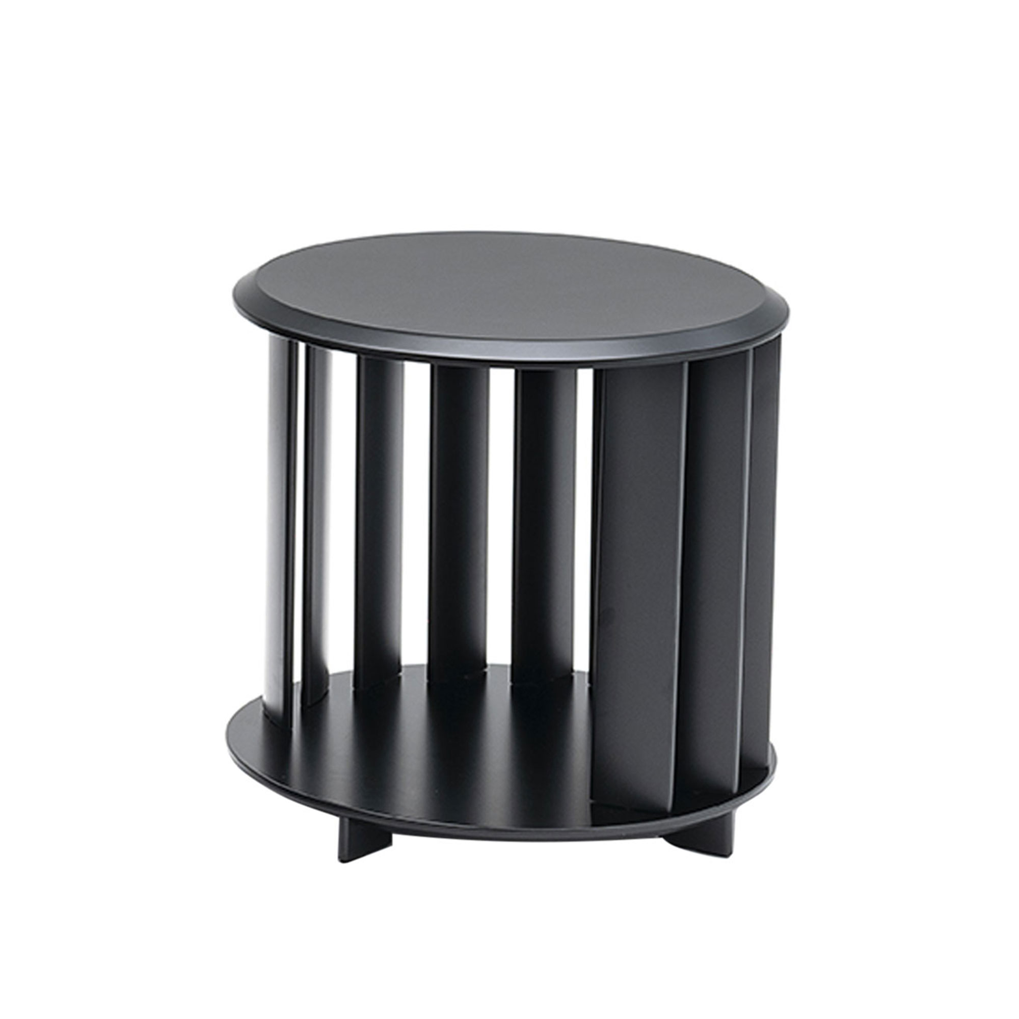 Living Divani - Islands Low Table Ø 47 cm H 45, Top + Slats Lacquered - Sofabord - Stephen Burks - Svart - MDF/Metall