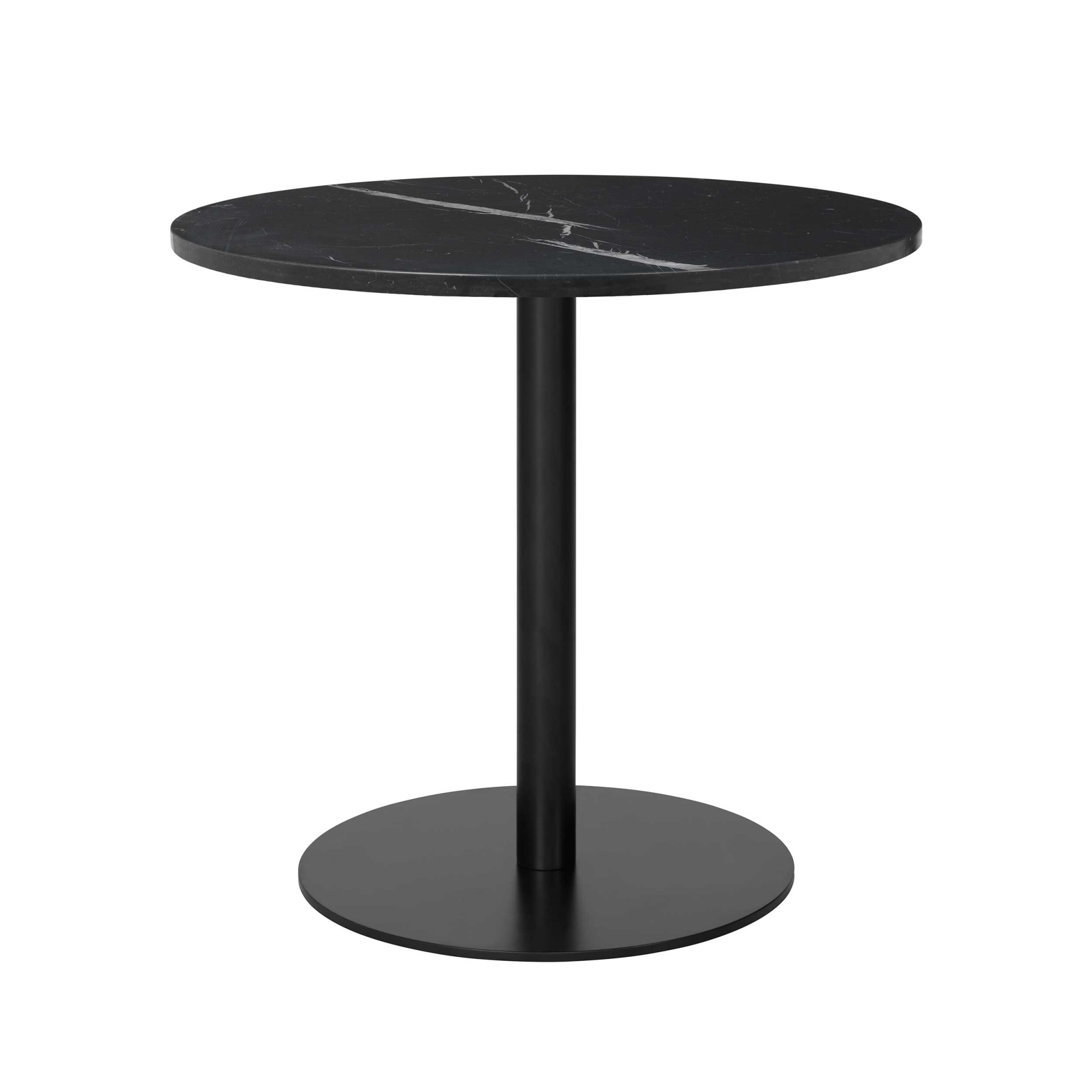 Gubi - Gubi 1.0 Dining Table, Round, Ø80, Black Base, Marble Top - Verde Guatemala - Matbord - Grön - Metall/Sten