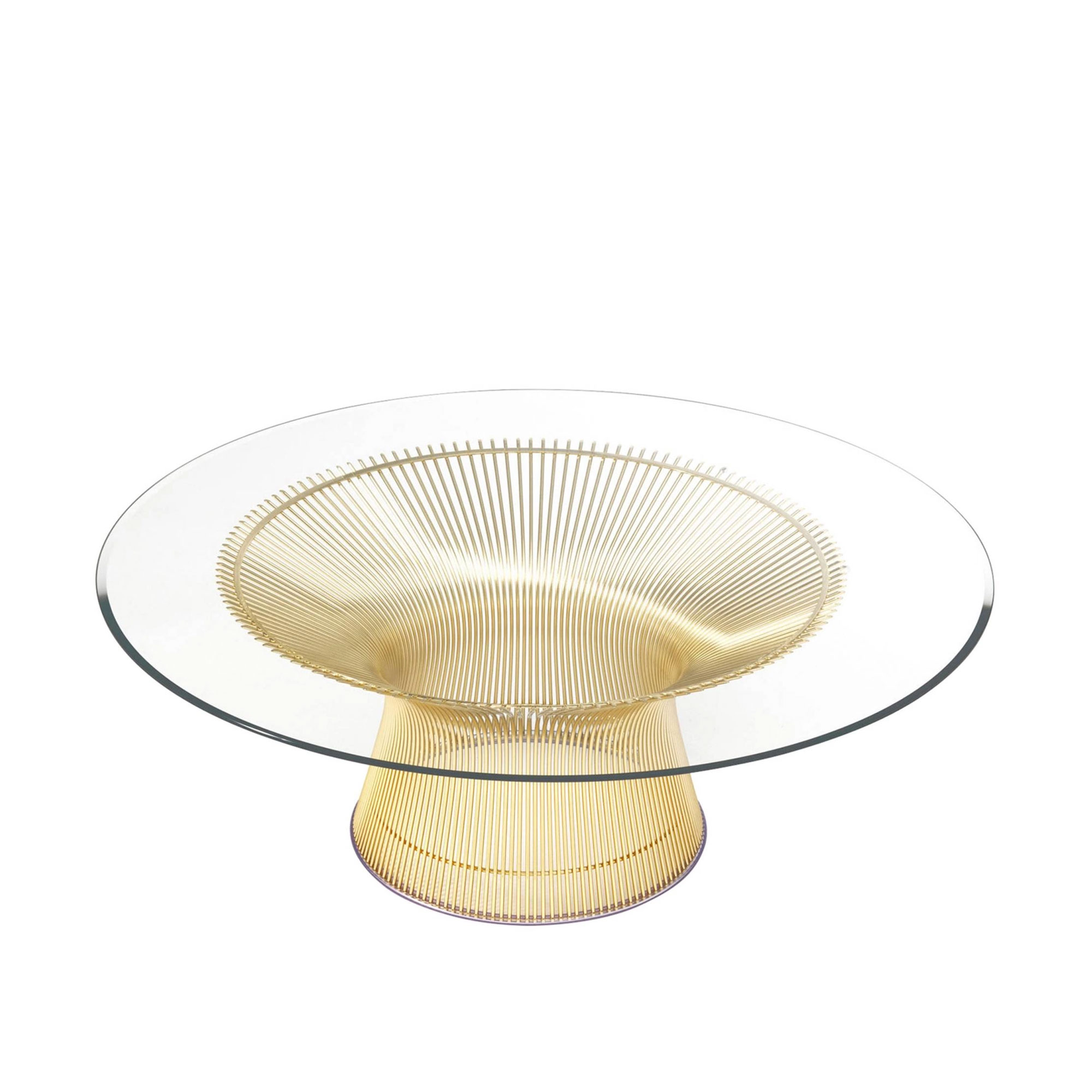Knoll - Platner Coffee Table - 18k guld, Ø 107 cm, skiva i brun Emperador marmor - Soffbord - Warren Platner - Guld - Metall/Sten
