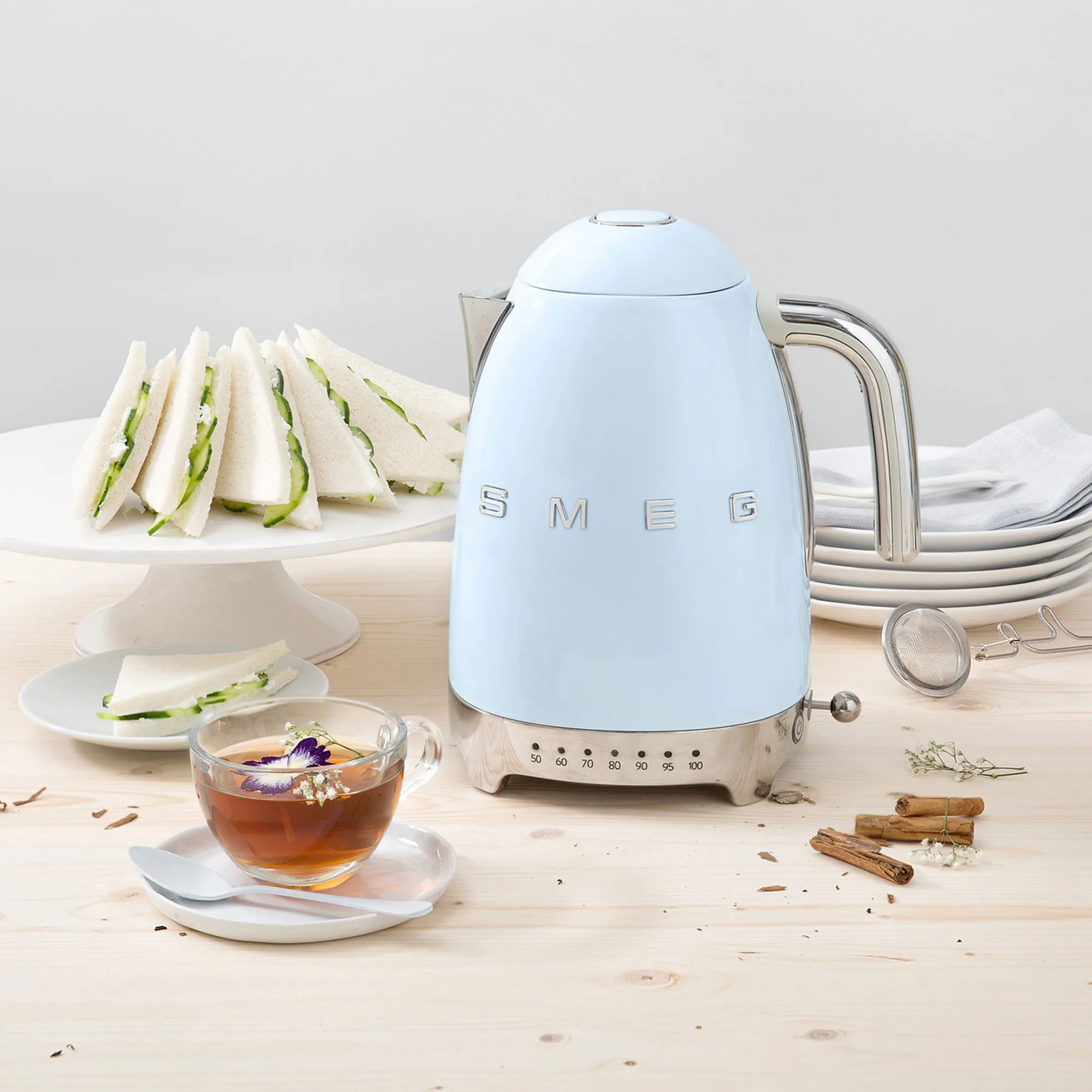 Smeg Kettle 1,7 L Adjustable Temperature Pastel Blue