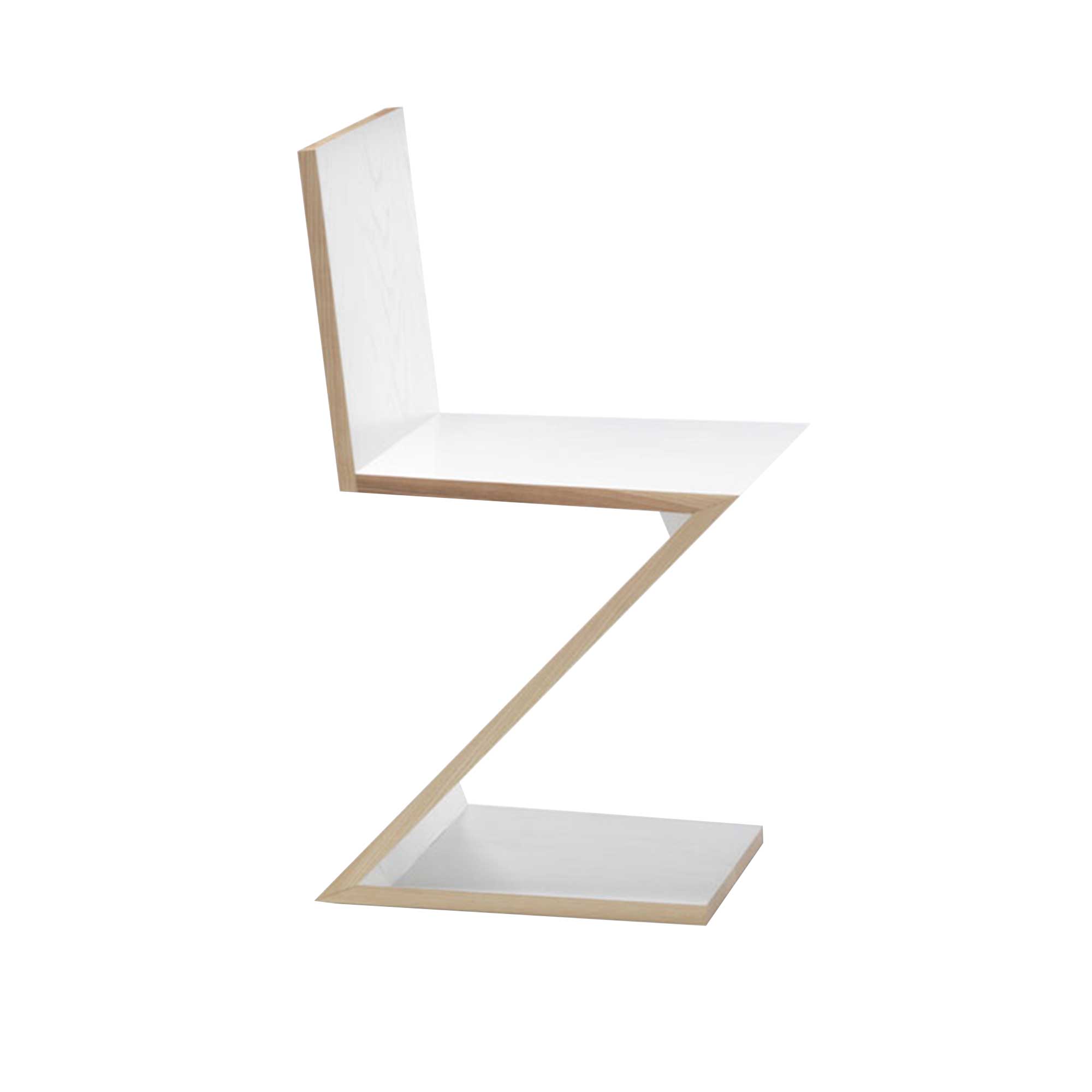 Cassina - 280 Zig-Zag Chair, Ashwood Stained in White, - Spisestoler - Gerrit Rietveld - Hvit - Tre