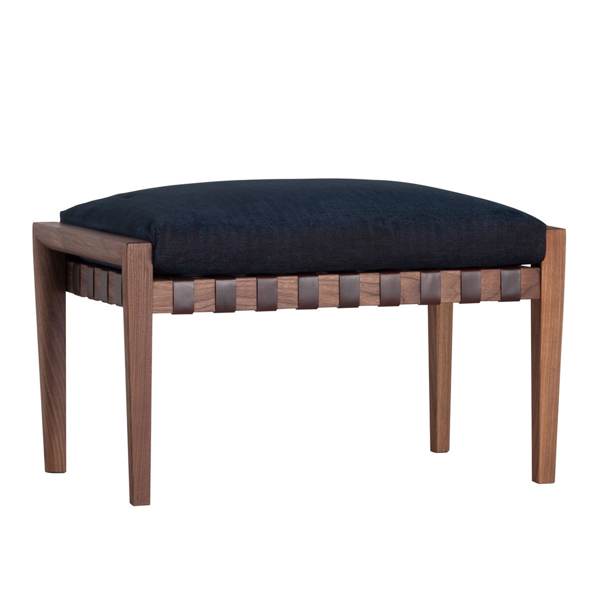 Ritzwell - Blava 1215 Ottoman, Oak Frame Black Urethane Finish, Black Textile Belt, Fabric Cat R., 1051 - Fotpallar - Shinsaku Miyamoto - Blå - Trä/Textilmaterial