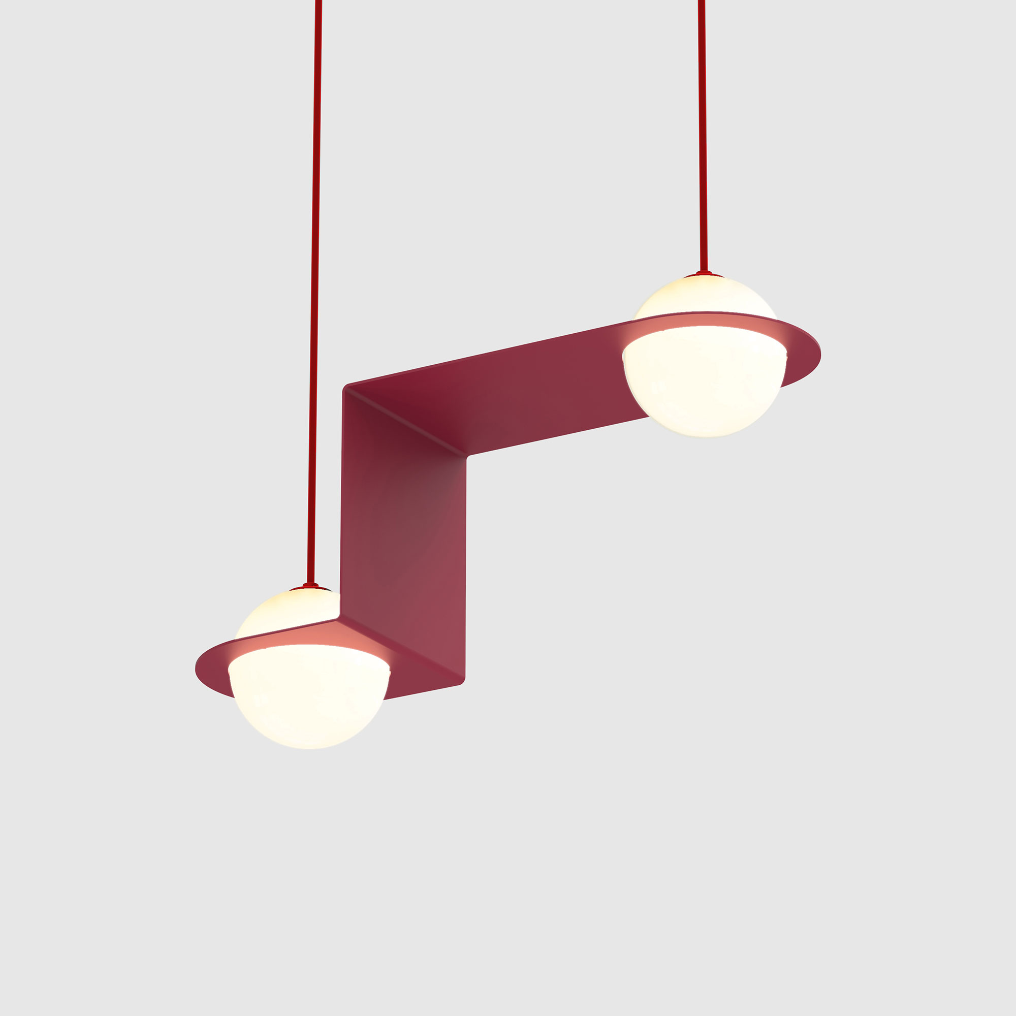 Lambert & Fils - Laurent 06, Parallel, Burgundy frame, Burgundy wires, Black canopy - Pendellampor - Lila