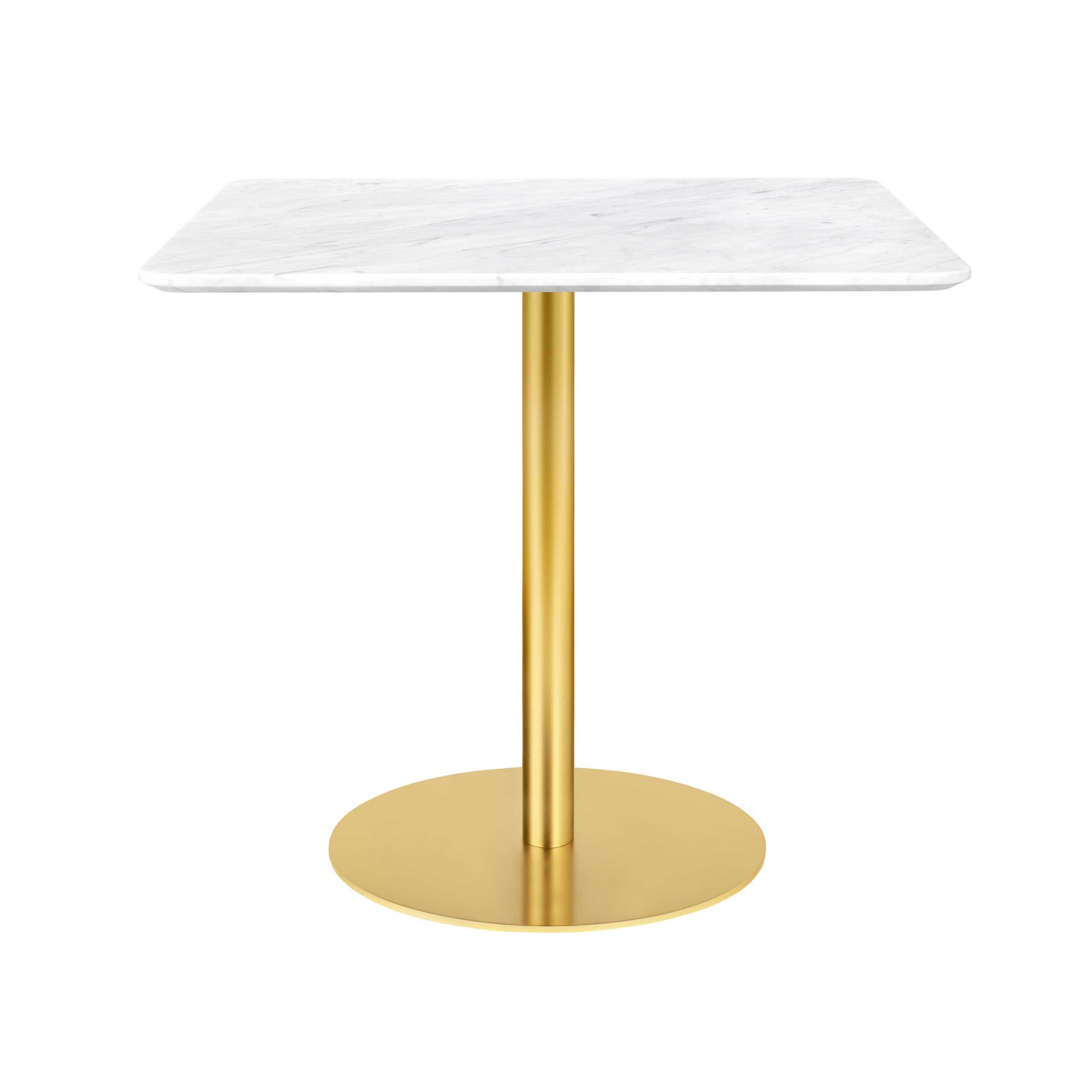 Gubi - Gubi 1. Dining Table, Bredd: 80 cm,  Skiva: Marmor - Marrone Emperador, Bas: Svart, Storlek: 80 x 80 cm, Skiva: Marmor - Marrone Emperador, Underrede: Svartlackerat stål - Matbord - Brun - Glas