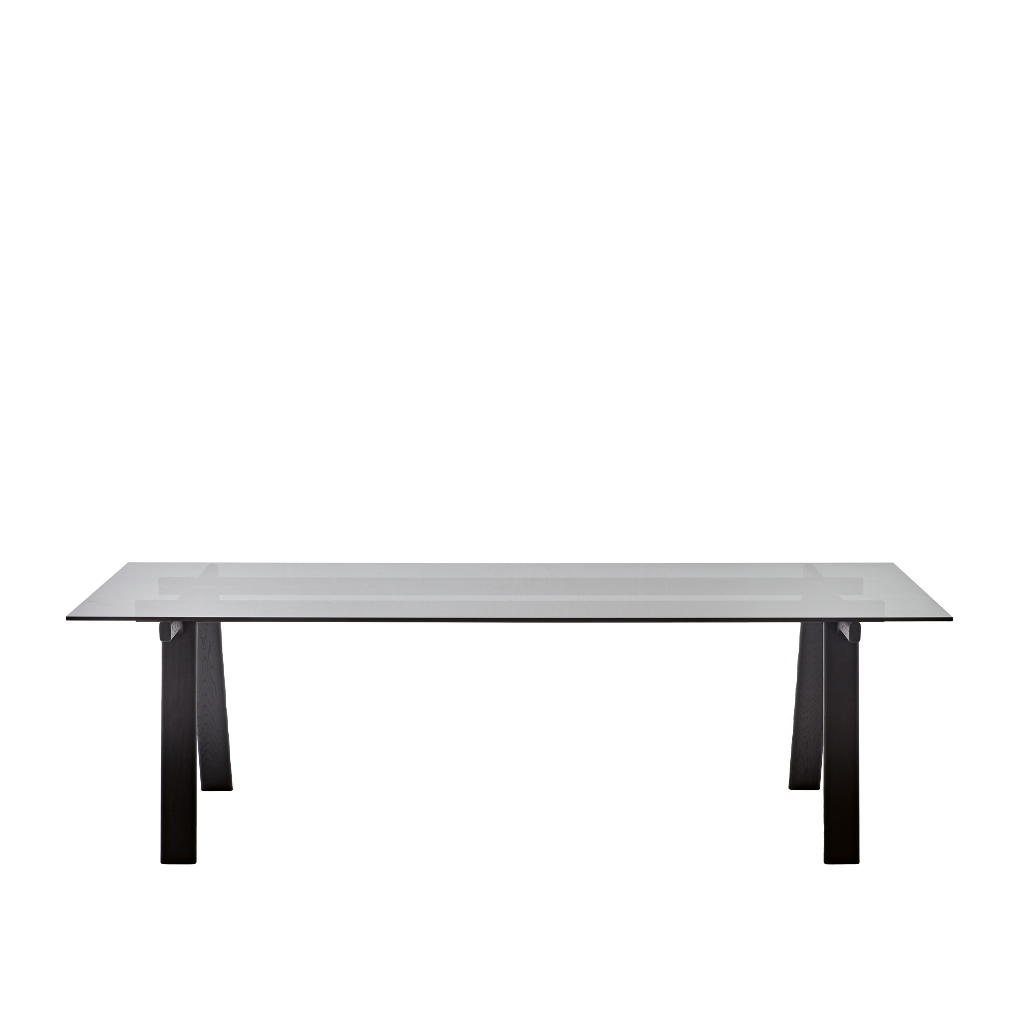 Zanotta - Ambrosiano Table, Black Painted Oak, Top Glass Smokey Grey  - Matbord - Mist-o - Transparent - Glas/Metall/Trä