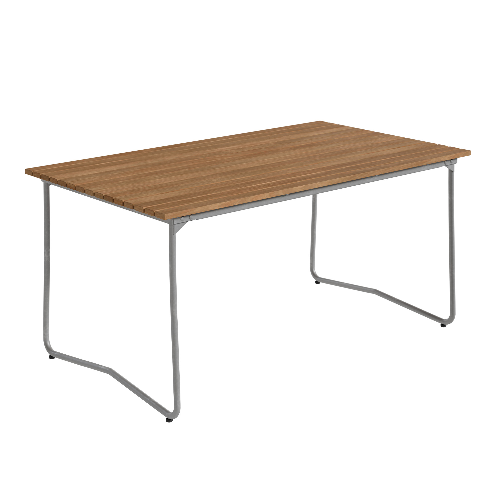 Grythyttan Stålmöbler - Table Bovik 150 cm Untreated Teak With Hot Galvanized Steel Base - Matbord utomhus - Träfärgad - Metall/Trä | Utemöbler - Utebord - Matbord Utomhus | Möbelexperten